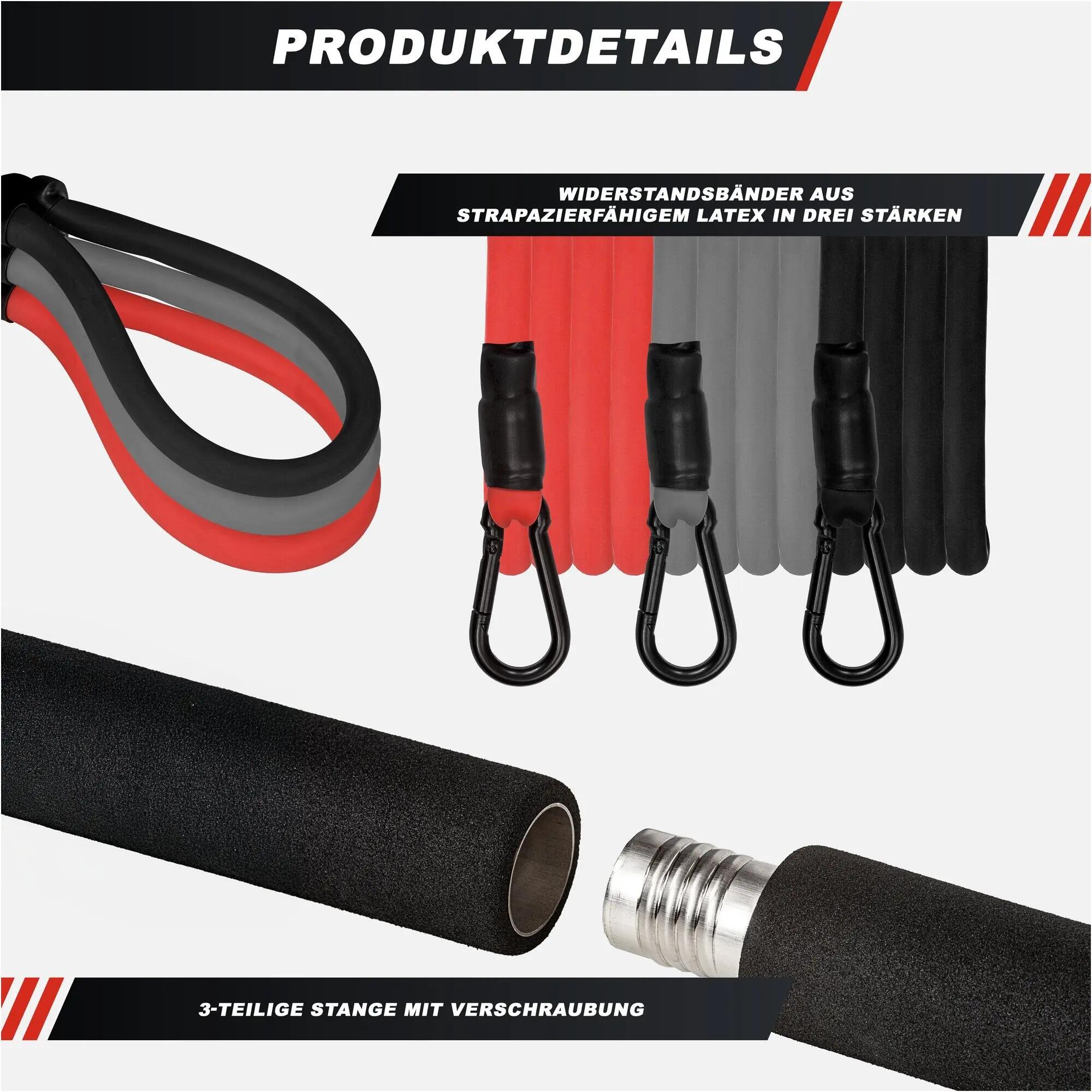 Set Barre de Pilates - Bande de Resistance Musculation avec Poteau, Fitness, Gym 5/12