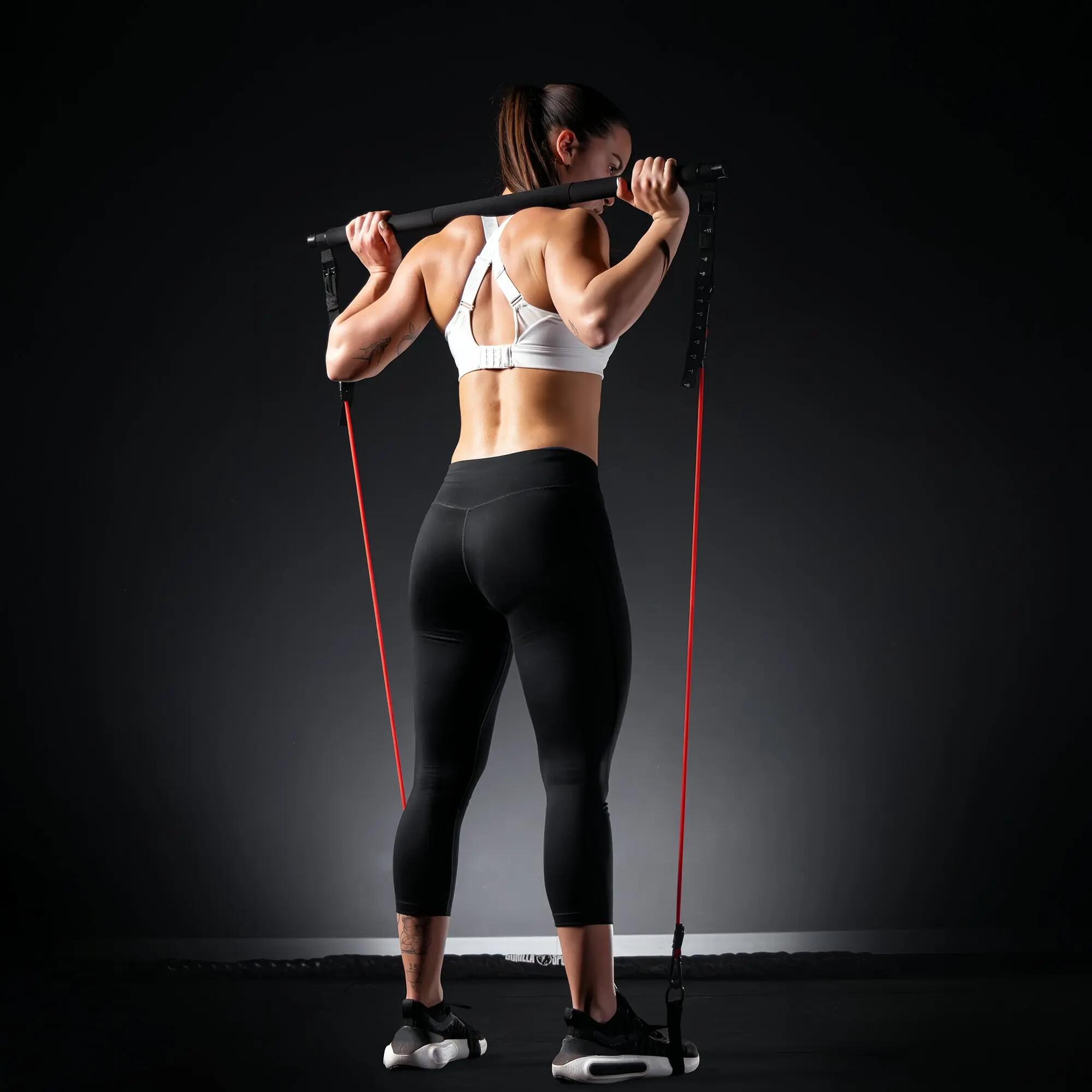 Set Barre de Pilates - Bande de Resistance Musculation avec Poteau, Fitness, Gym 2/12