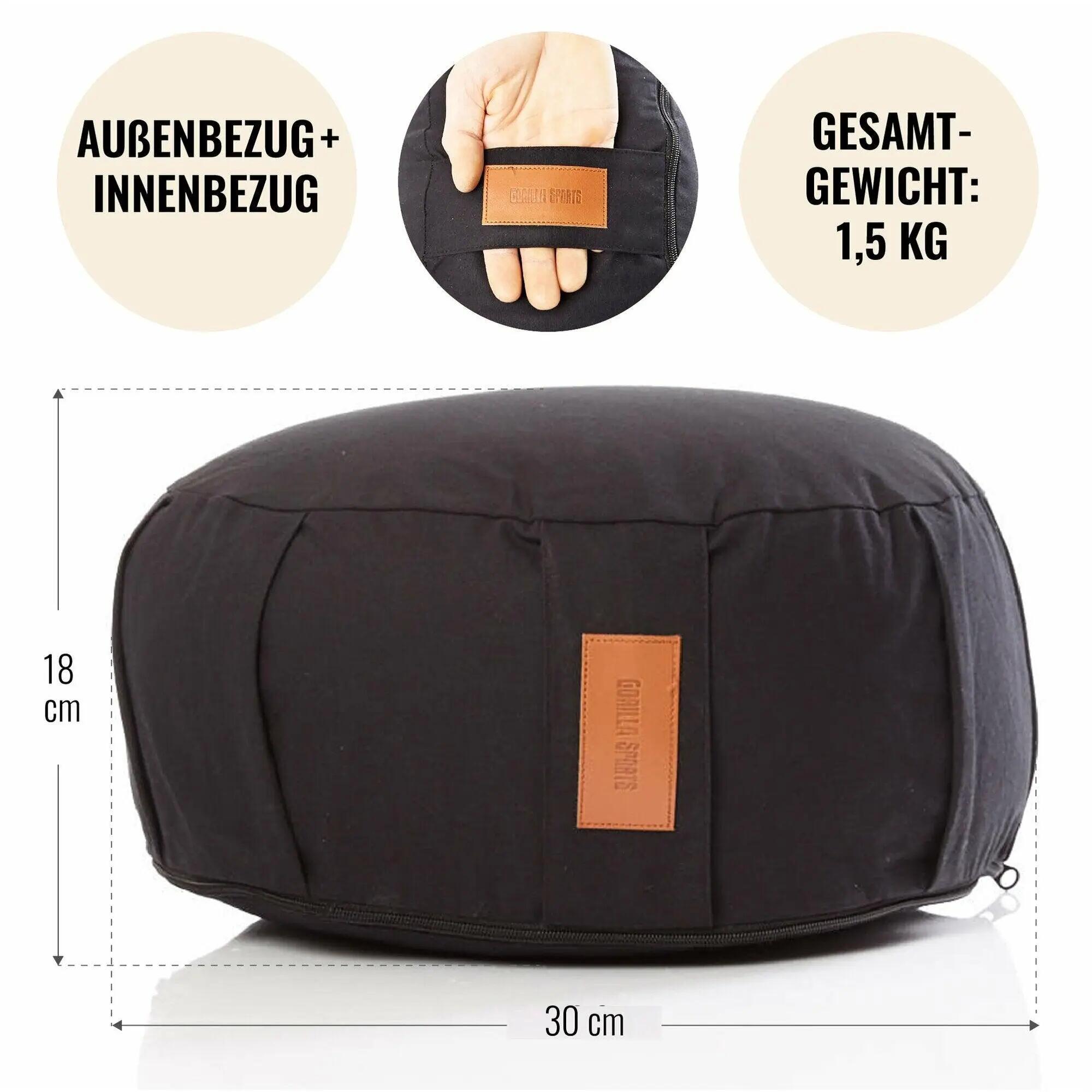 Coussin méditation Gorilla Sports Zafu coton lavable 10/15
