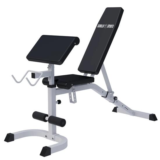 Banc de musculation Gorilla Sports multi-position noir/blanc 153x55 cm