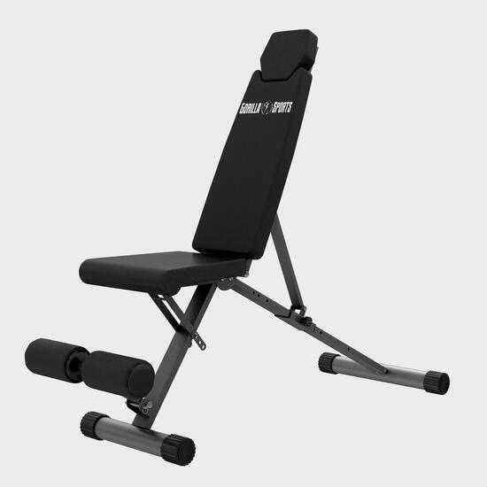 Banc de musculation Gorilla Sports pliable acier 200 kg, cuir PU