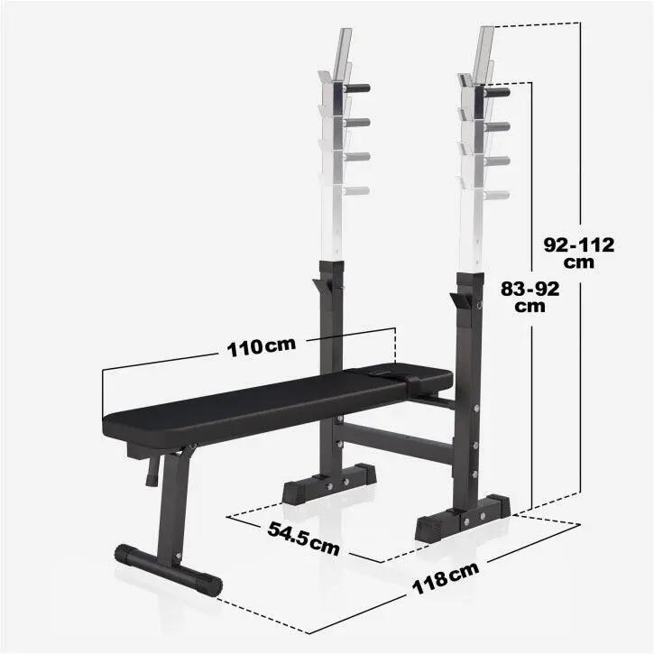 Halterbank zwart met 38 kg halterset - Fitnessbank - Verstelbaar - Halterstang 8/11