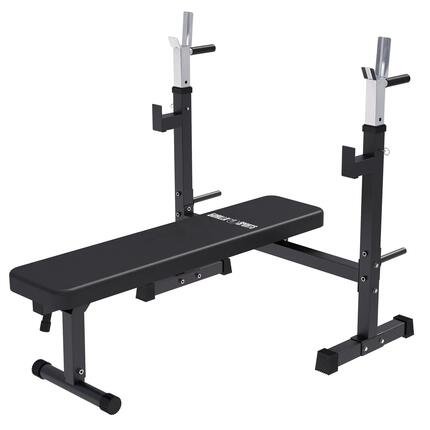 Banc Musculation avec Support - Banc Pliable, Acier Support Barre Musculation