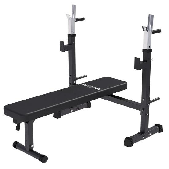 Banc Musculation avec Support - Banc Pliable, Acier Support Barre Musculation