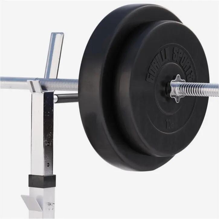 BANC DE MUSCULATION BLANC CLASSIQUE AVEC SET D'HALTERES COMPLET 97,5 KG | MUSCUL 8/12