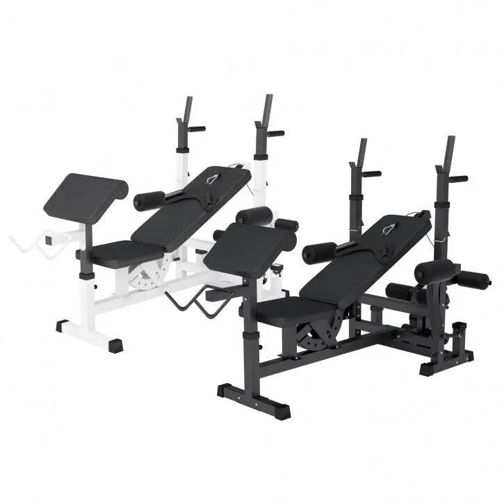 Universele Halterbank Wit - Inclusief curlrack en kabels - Fitnessbank - 12/12