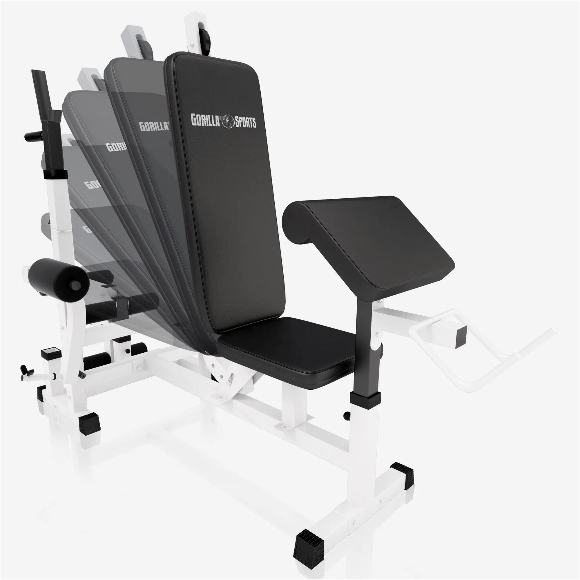 Universele Halterbank Wit - Inclusief curlrack en kabels - Fitnessbank - 11/12
