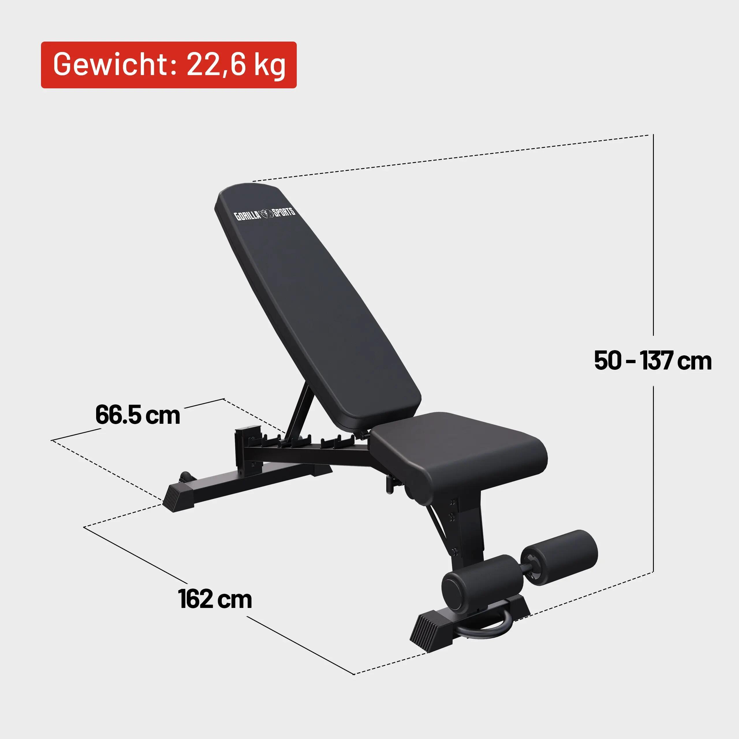 Verstelbare Halterbank - Fitnessbank - Verstelbaar - Max. 400 kg - Met 7/9