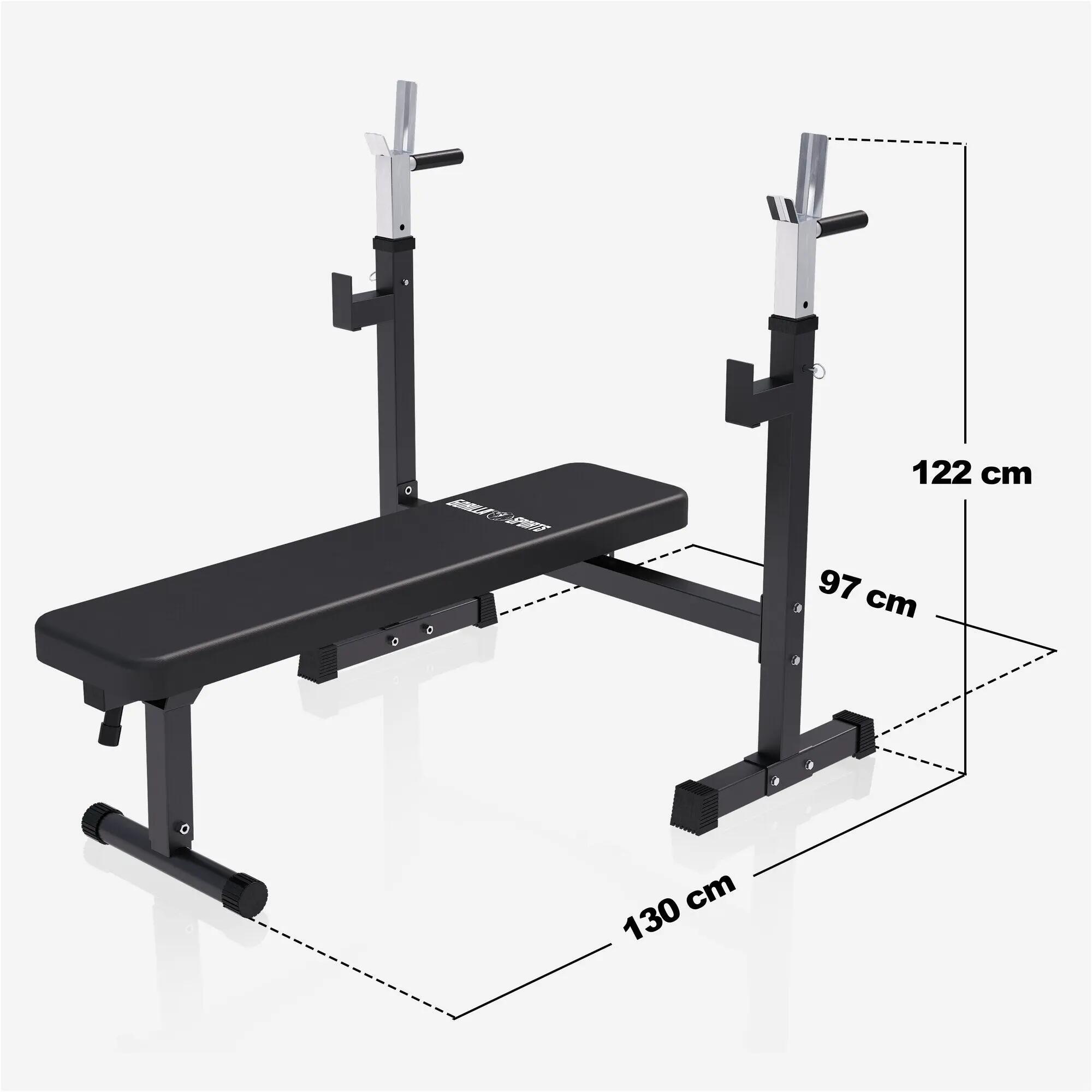Hantelbank mit Gewichten - mit Ablage, Klappbar, 40/70/100 kg Set, Kraftstation 5/8