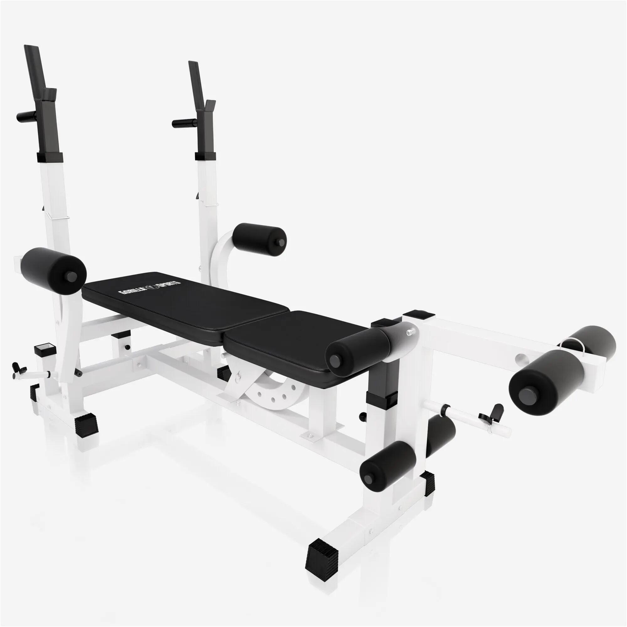 Universele Halterbank Wit - Inclusief curlrack en kabels - Fitnessbank - 10/12