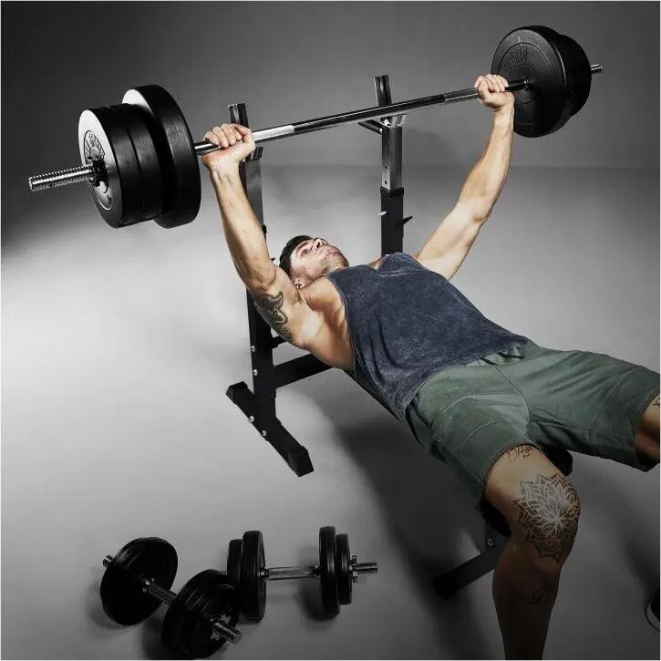 Verstelbare Halterbank - fitnessbank + 70 kg Halterset - gewichtenset - 10/11