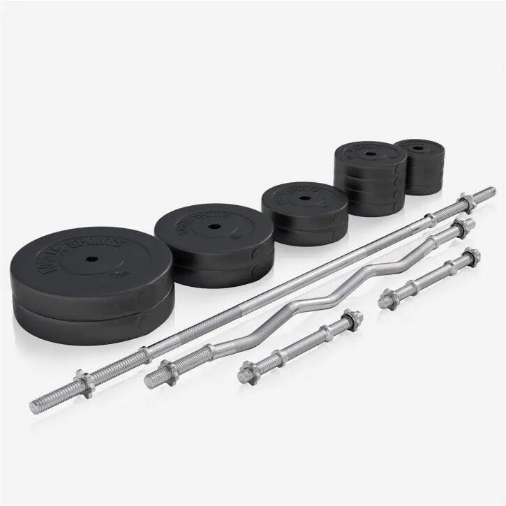 BANC DE MUSCULATION BLANC CLASSIQUE AVEC SET D'HALTERES COMPLET 97,5 KG | MUSCUL 3/12