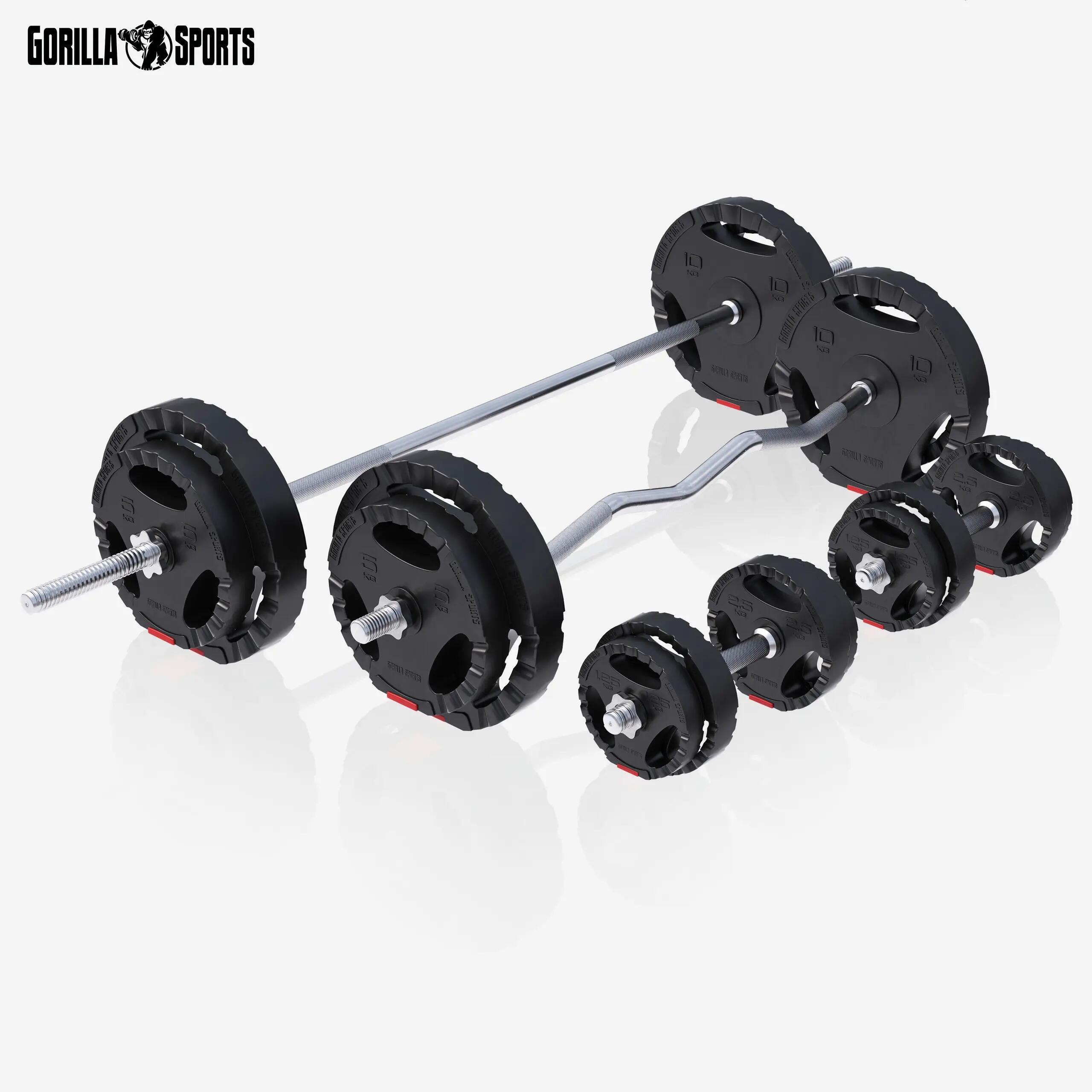 Fitnessbank - halterbank + Halterstangen met gewichten 100 kg 5/9