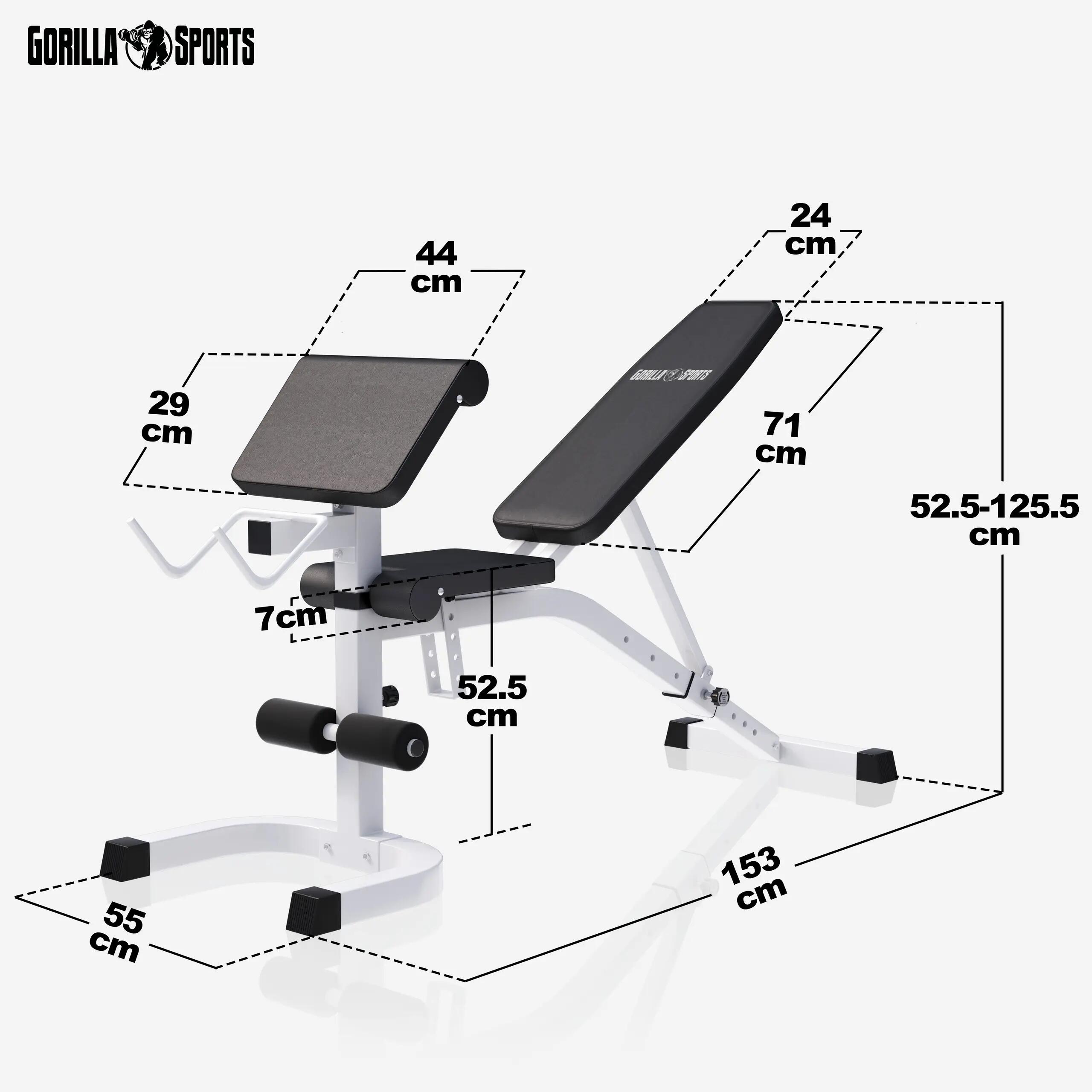 Fitnessbank - halterbank + Halterstangen met gewichten 100 kg 3/9