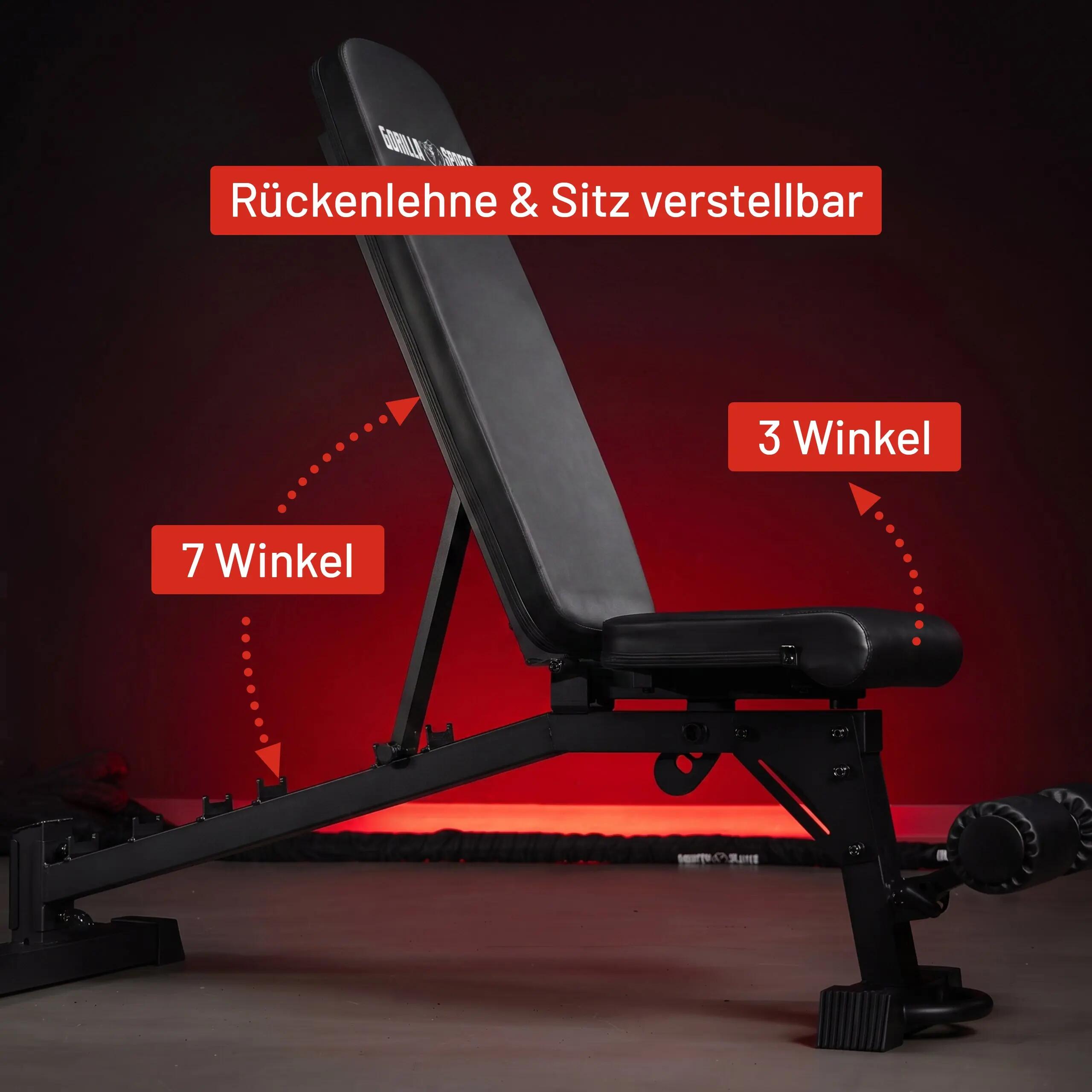 Verstelbare Halterbank - Fitnessbank - Verstelbaar - Max. 400 kg - Met 3/9