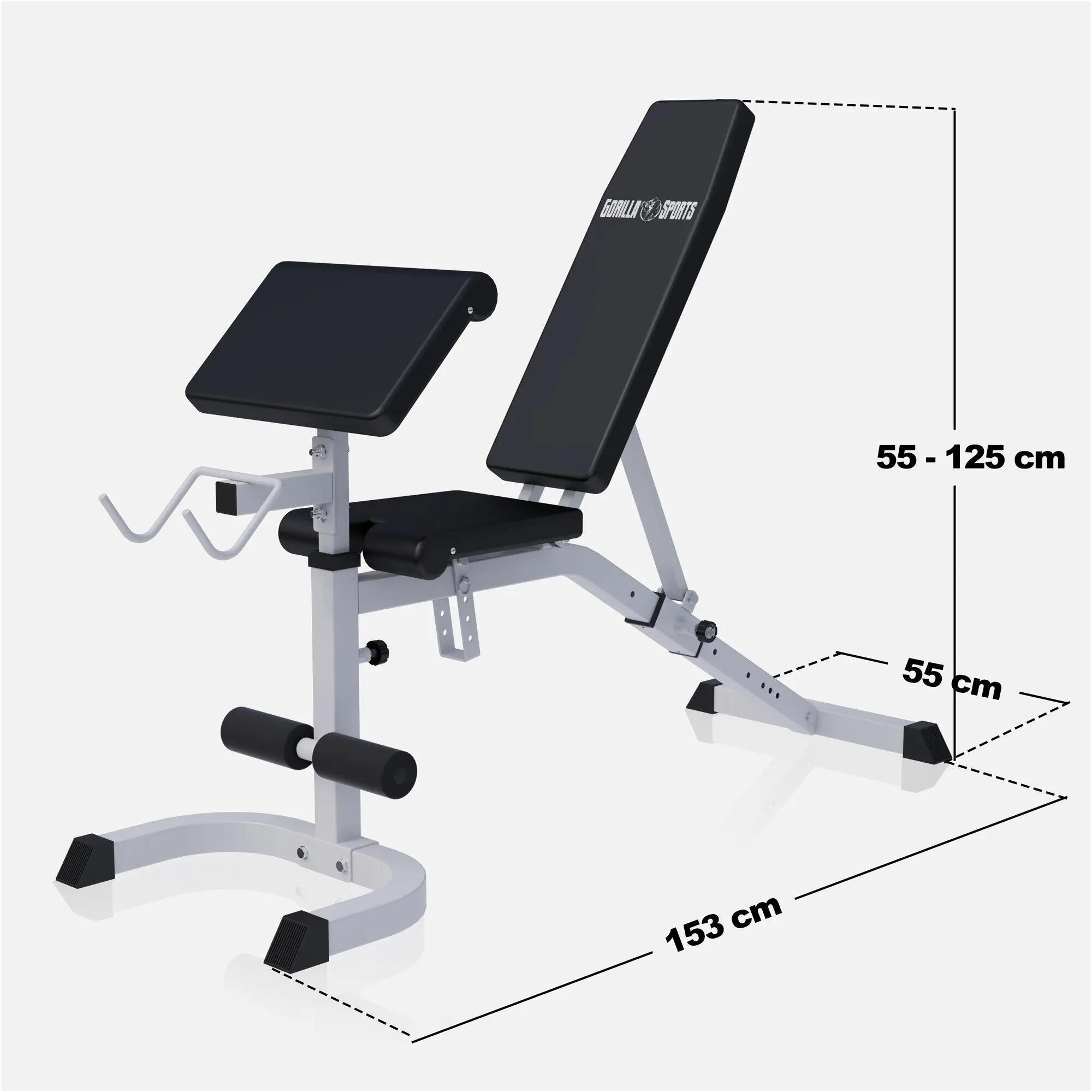 Banc de musculation Gorilla Sports multi-position noir/blanc 153x55 cm 4/10