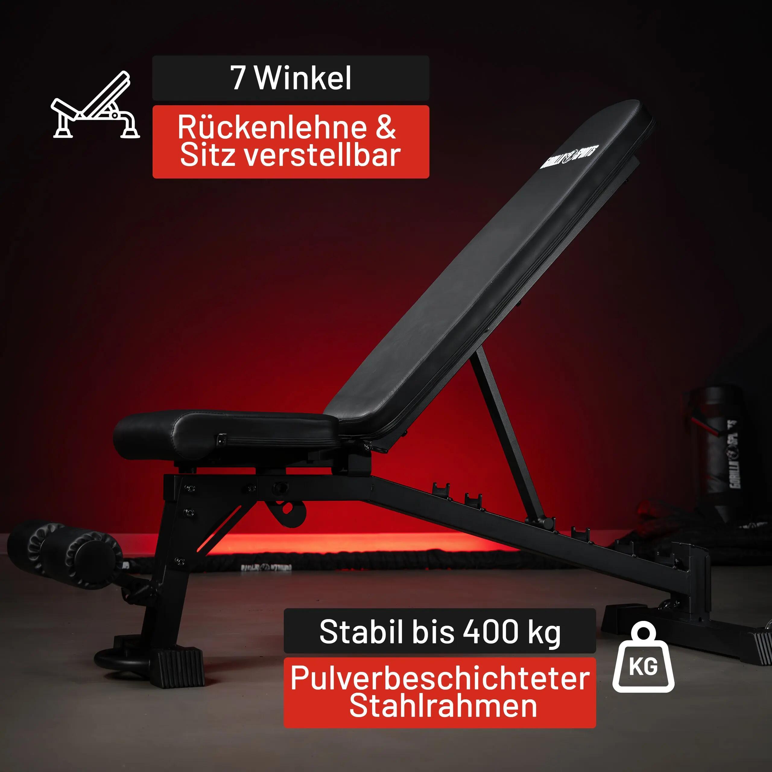 Verstelbare Halterbank - Fitnessbank - Verstelbaar - Max. 400 kg - Met 2/9