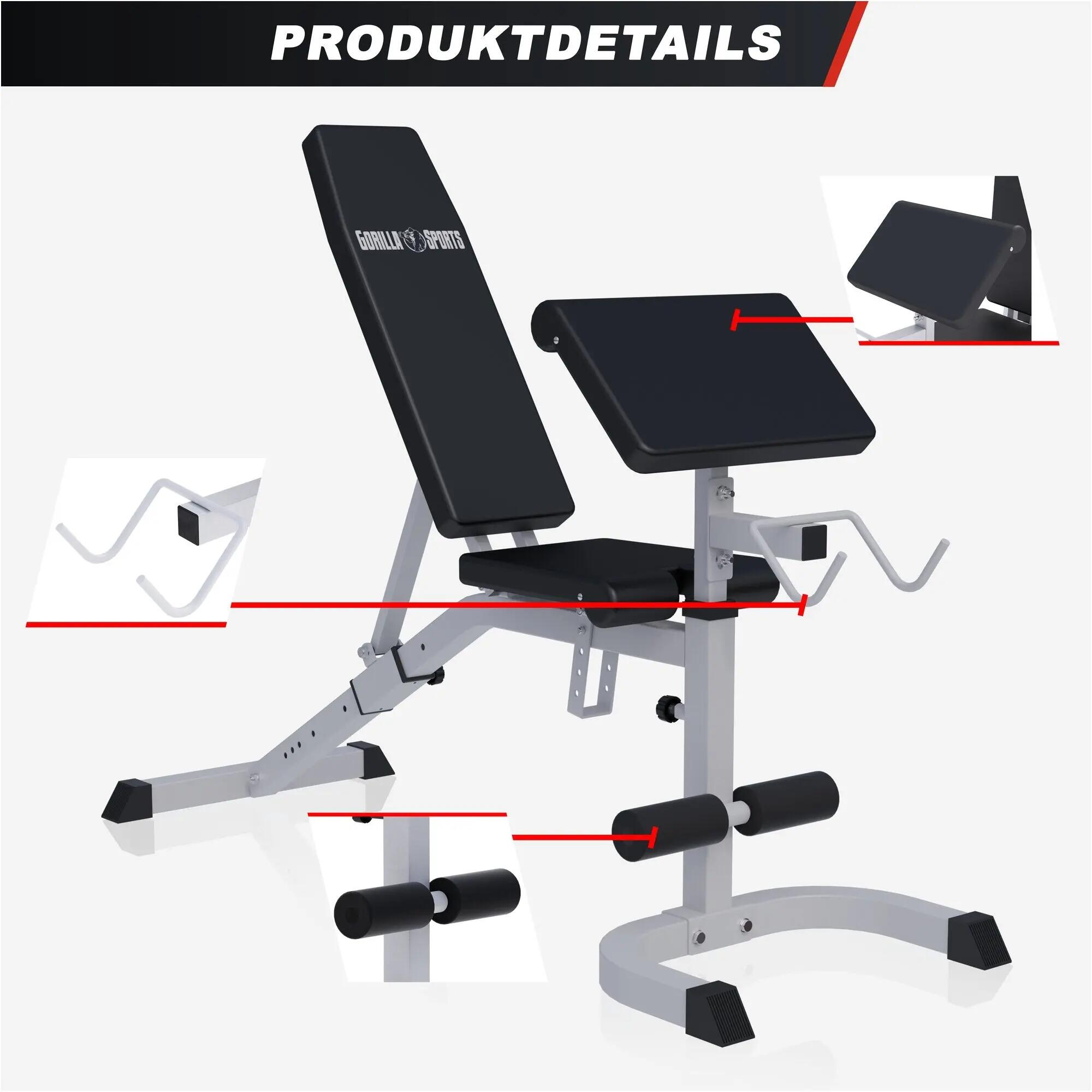 Banc de musculation Gorilla Sports multi-position noir/blanc 153x55 cm 3/10