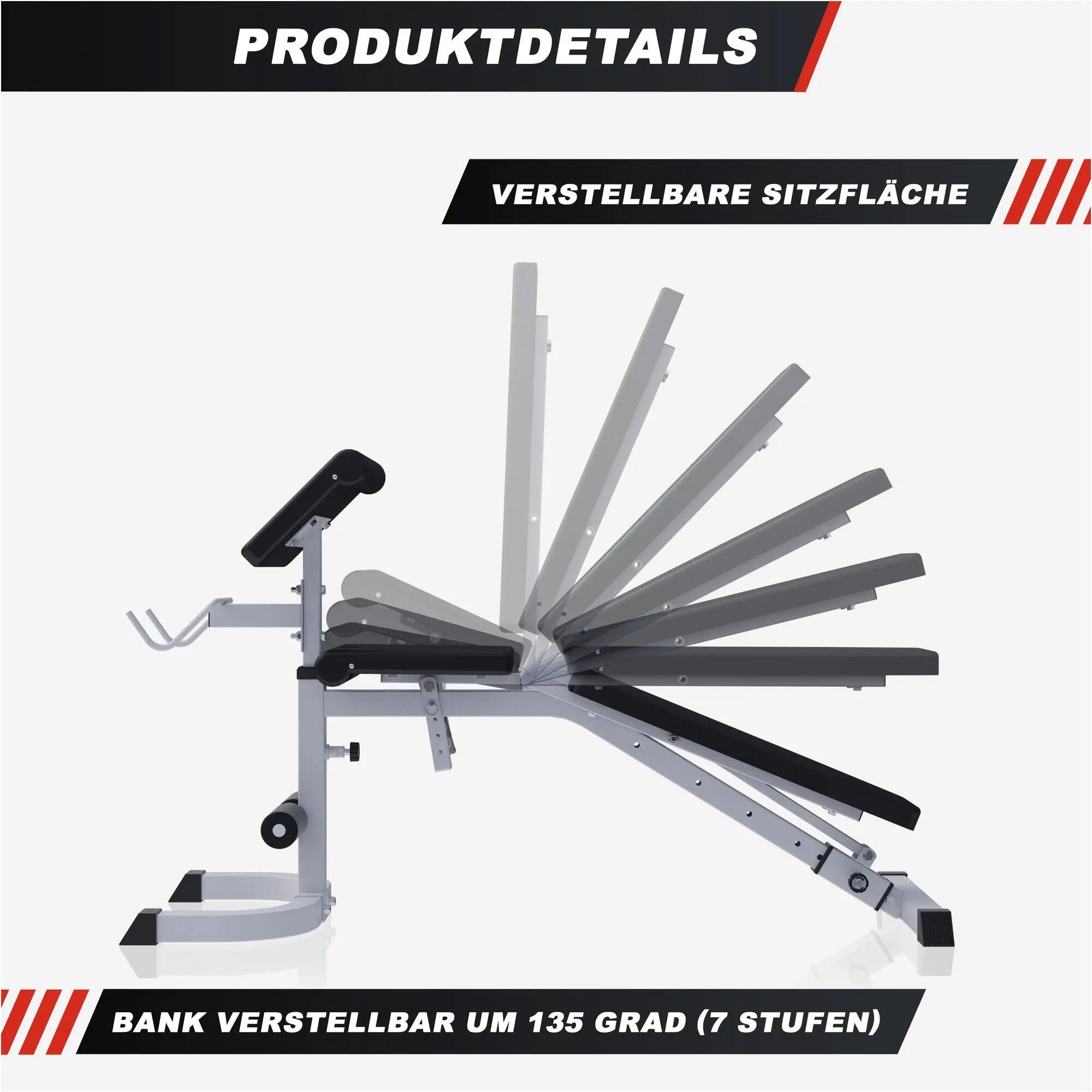 Banc de musculation Gorilla Sports multi-position noir/blanc 153x55 cm 2/10