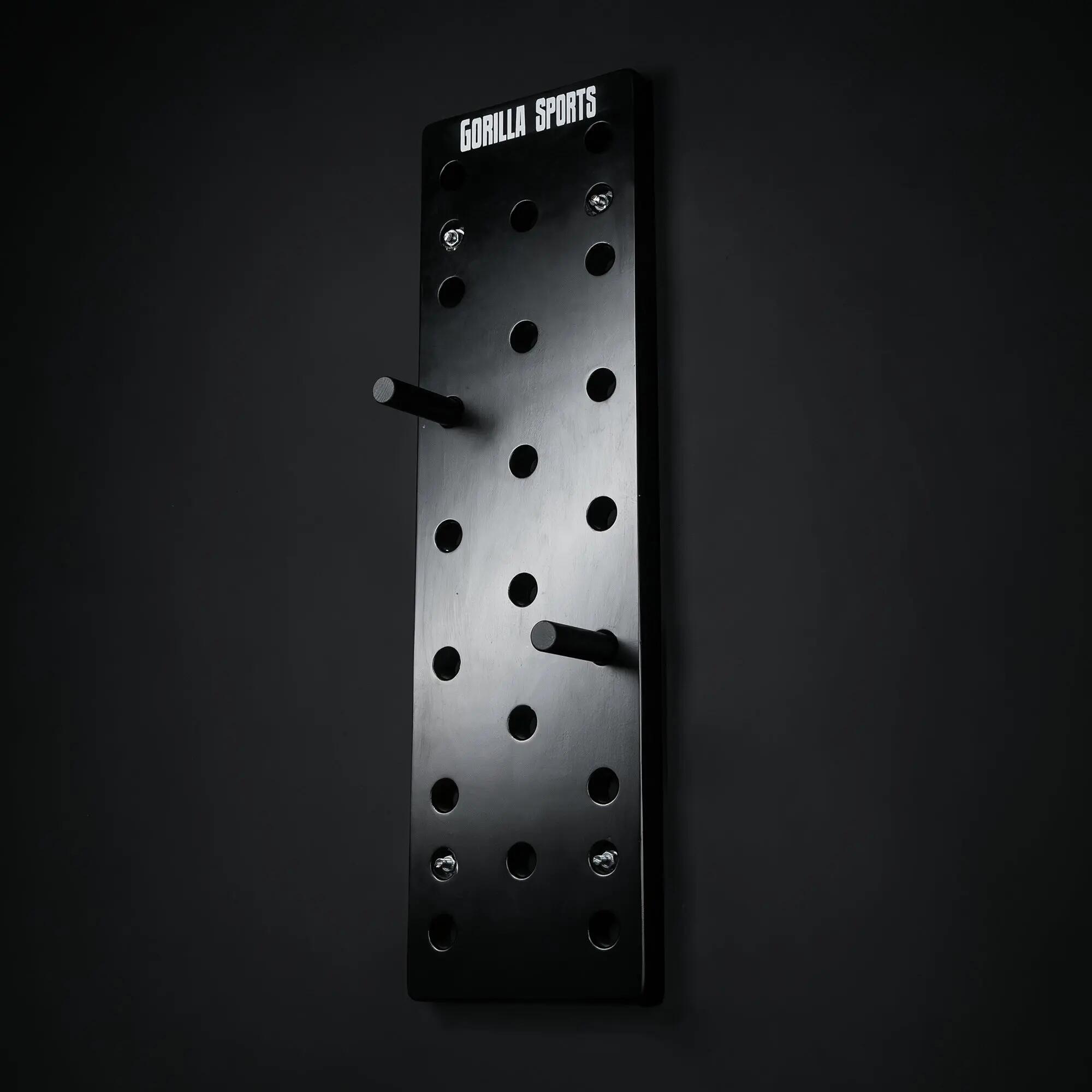 Pegboard Gorilla Sports bois 30x102 cm noir – 24 trous, taquets cm 3/9