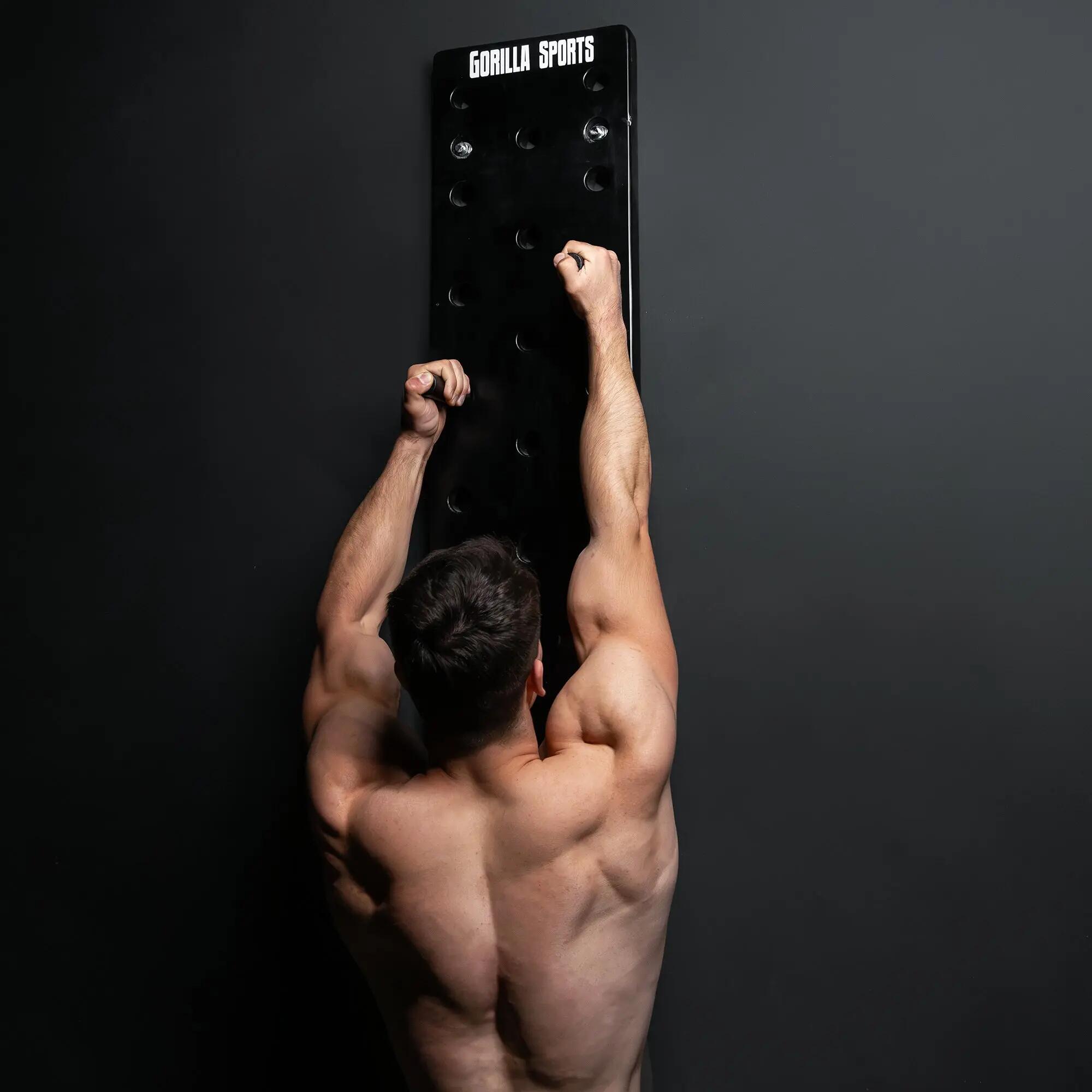 Pegboard Gorilla Sports bois 30x102 cm noir – 24 trous, taquets cm 2/9