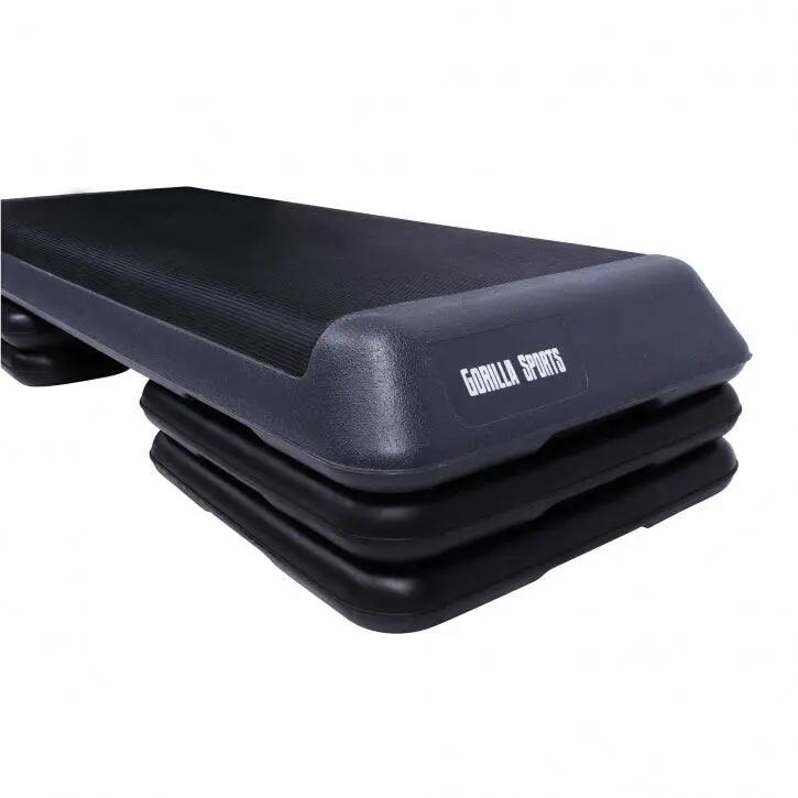 Step Gorilla Sports réglable 107x42 cm noir/gris antidérapant 12/15