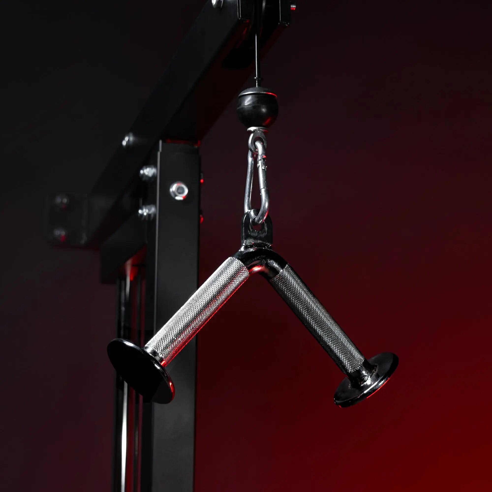 Barre en V Gorilla Sports 35 cm chromée pour triceps et biceps 3/5