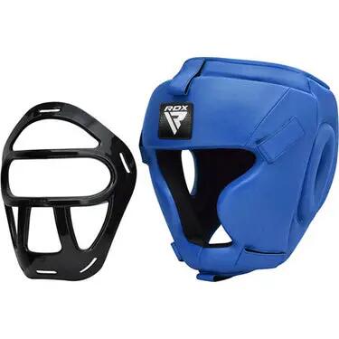 RDX T1 Combat Headgear Maya Hide Leather Blue, Removable Face Grill 6/8