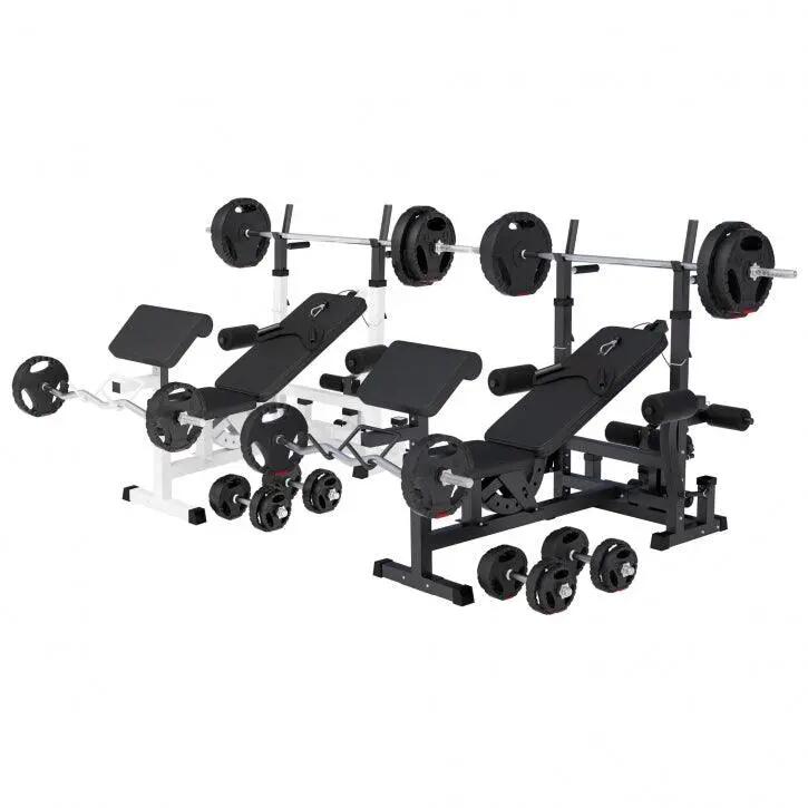 Banc de Musculation - Set Haltères 100kg, Avec Support, Banc d'Haltérophilie 15/15
