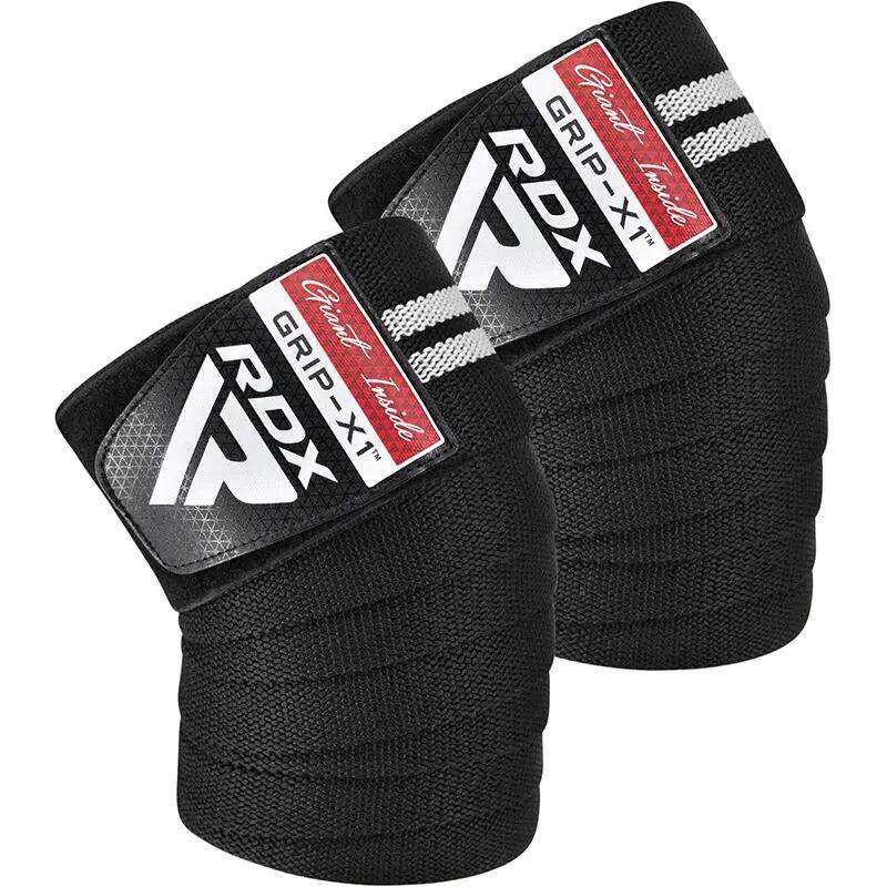 RDX Shell Shock GEL™ Pre-Curved Knee Bands Black/White