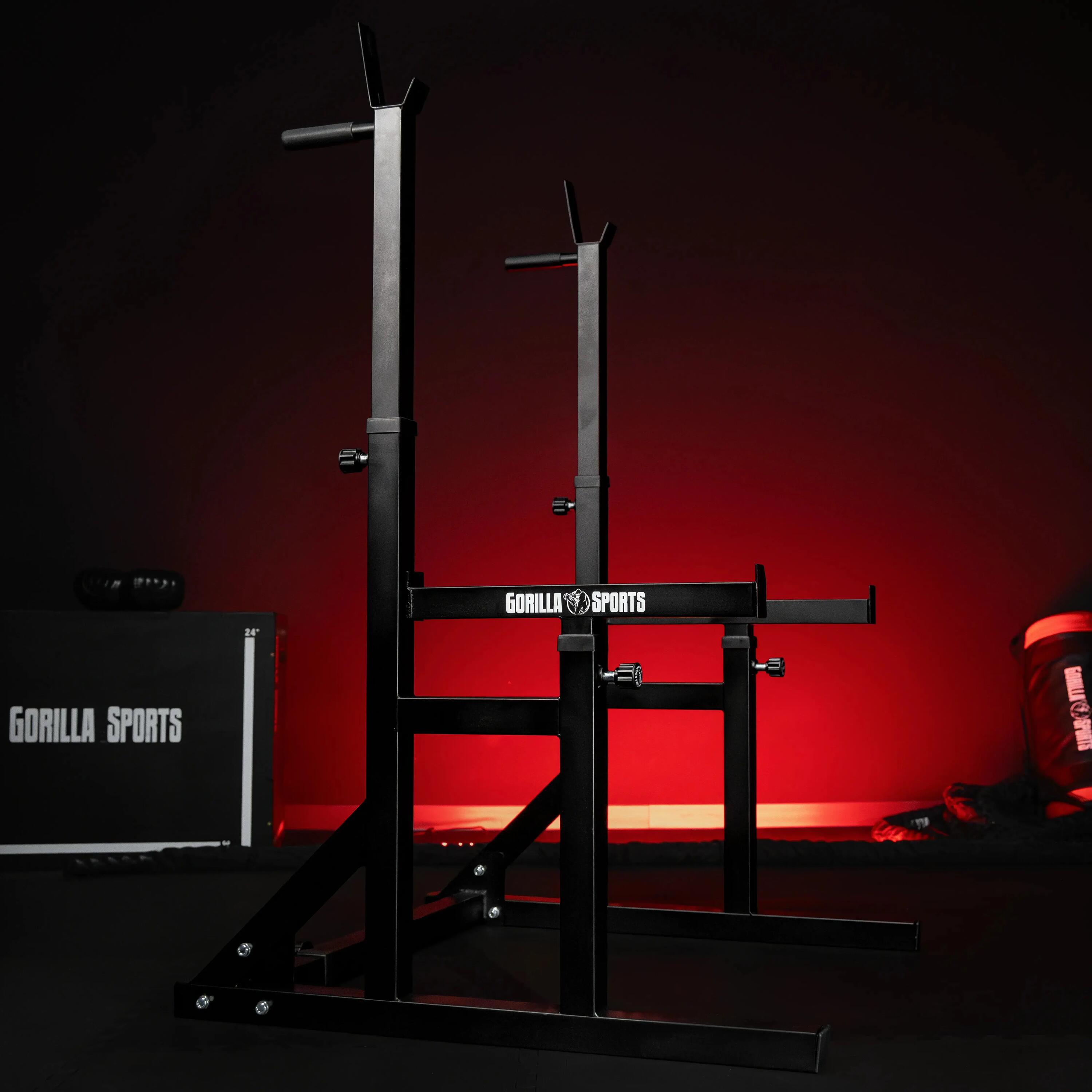 Rack à squat Gorilla Sports réglable acier, largeur 72,5–115 cm 6/15