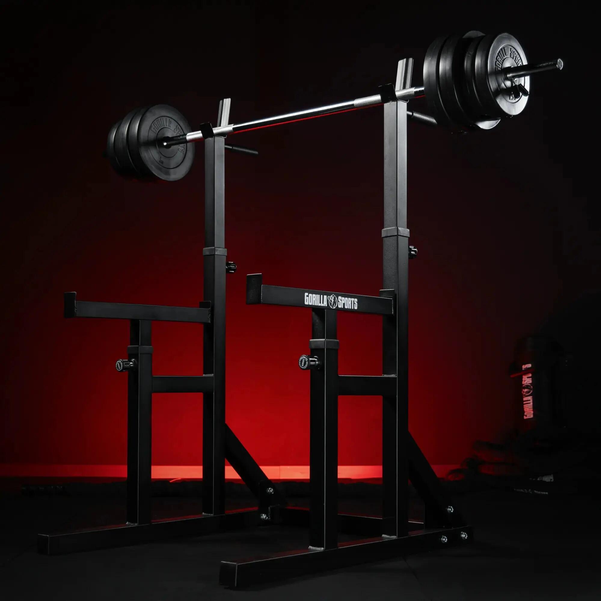Rack à squat Gorilla Sports réglable acier, largeur 72,5–115 cm 3/15