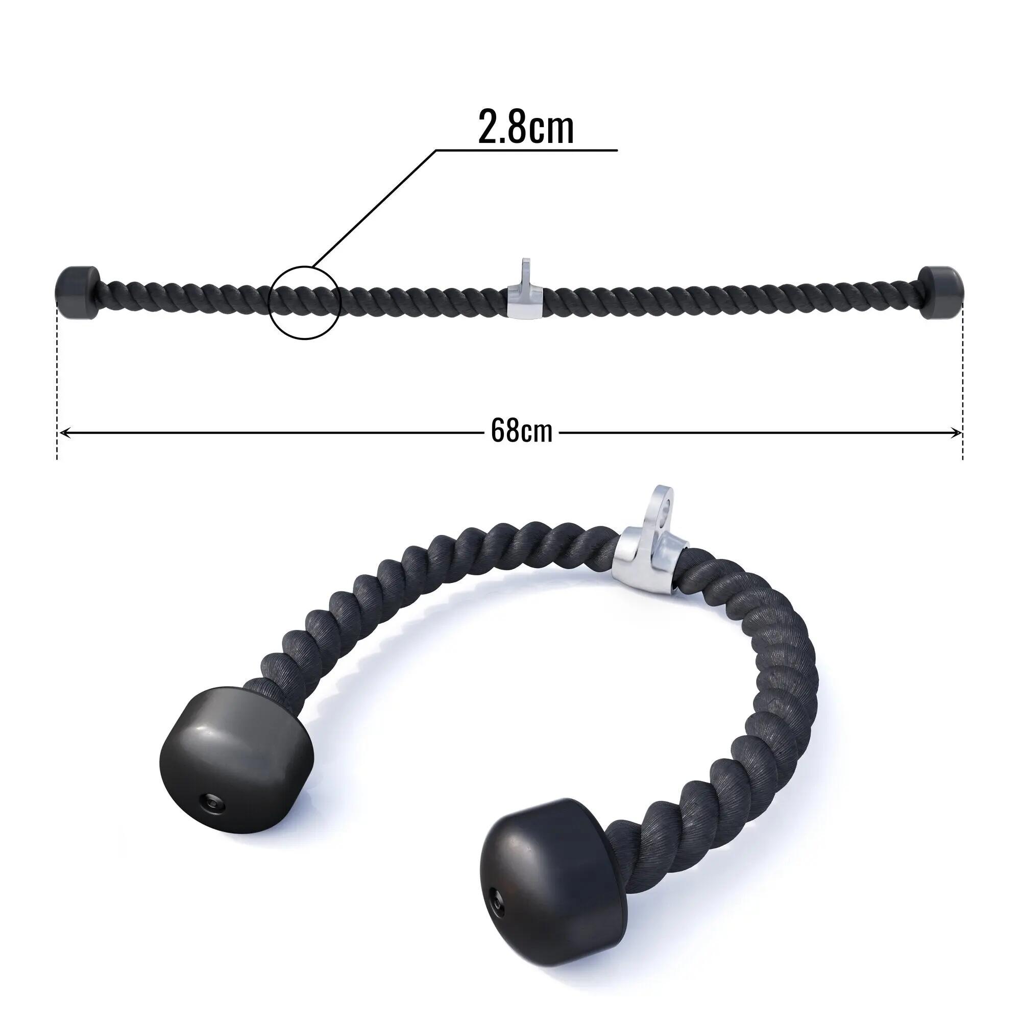 Corde triceps GORILLA SPORTS 68 cm nylon noire avec pivot 4/9