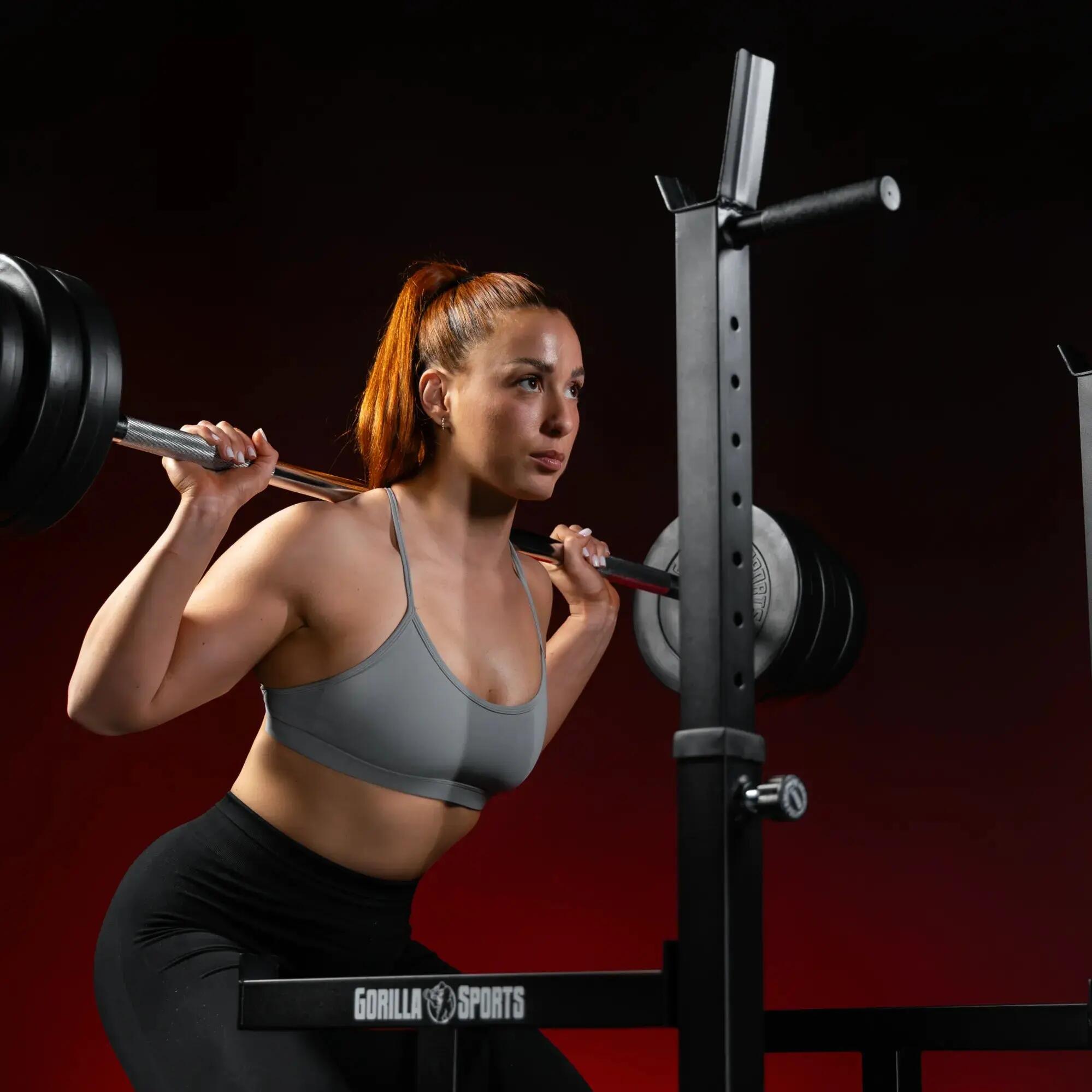 Rack à squat Gorilla Sports réglable acier, largeur 72,5–115 cm 11/15