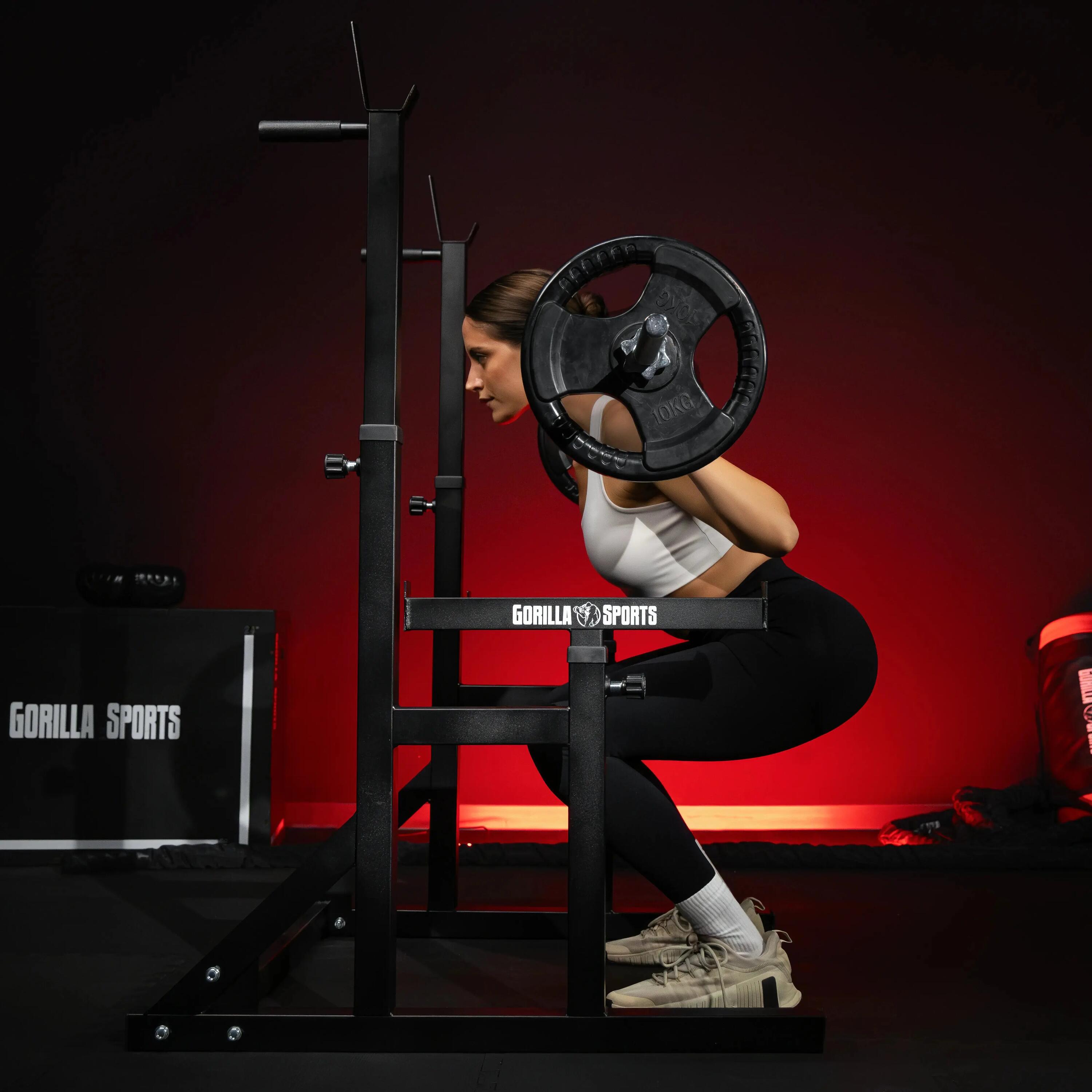 Rack à squat Gorilla Sports réglable acier, largeur 72,5–115 cm 10/15