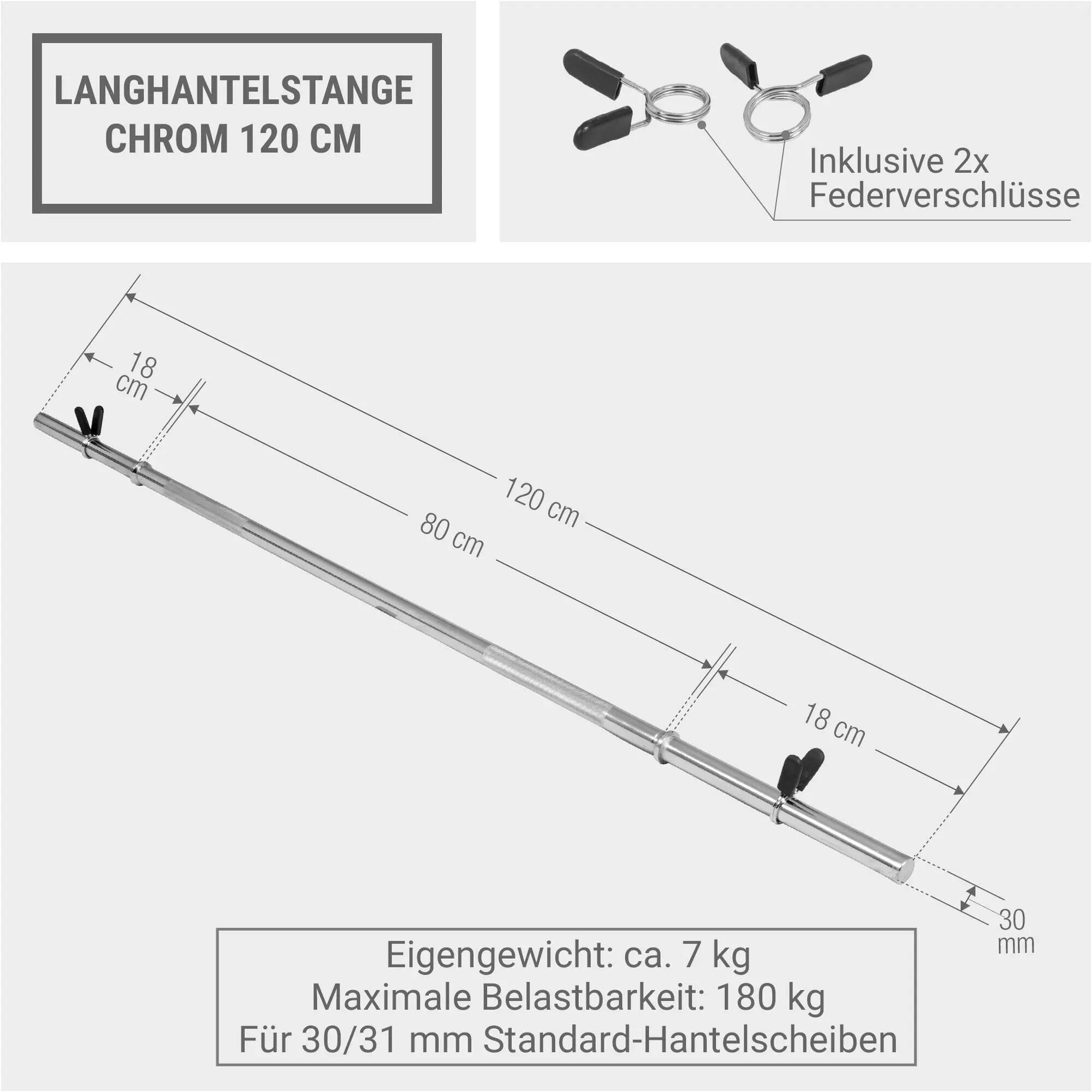 Halterstang - 120 cm - 30/31 mm - Veersluiting 4/7