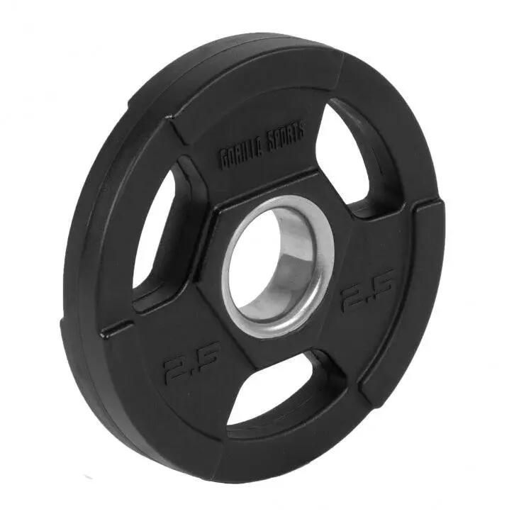Disque olympique Gorilla Sports 2.5kg polyuréthane 50mm noir 7/11