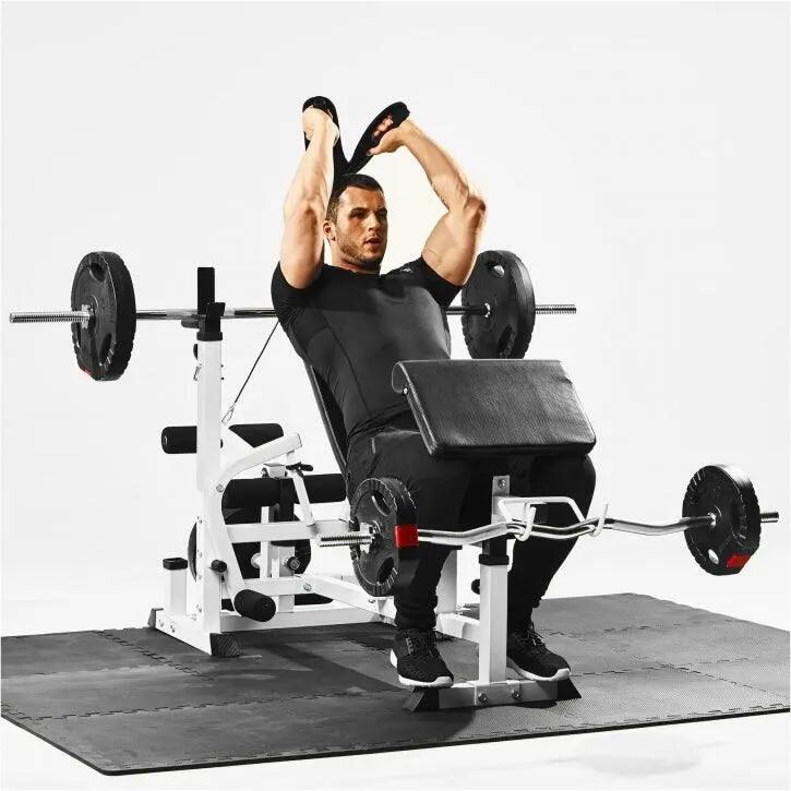 Banc de Musculation - Set Haltères 100kg, Avec Support, Banc d'Haltérophilie 13/15