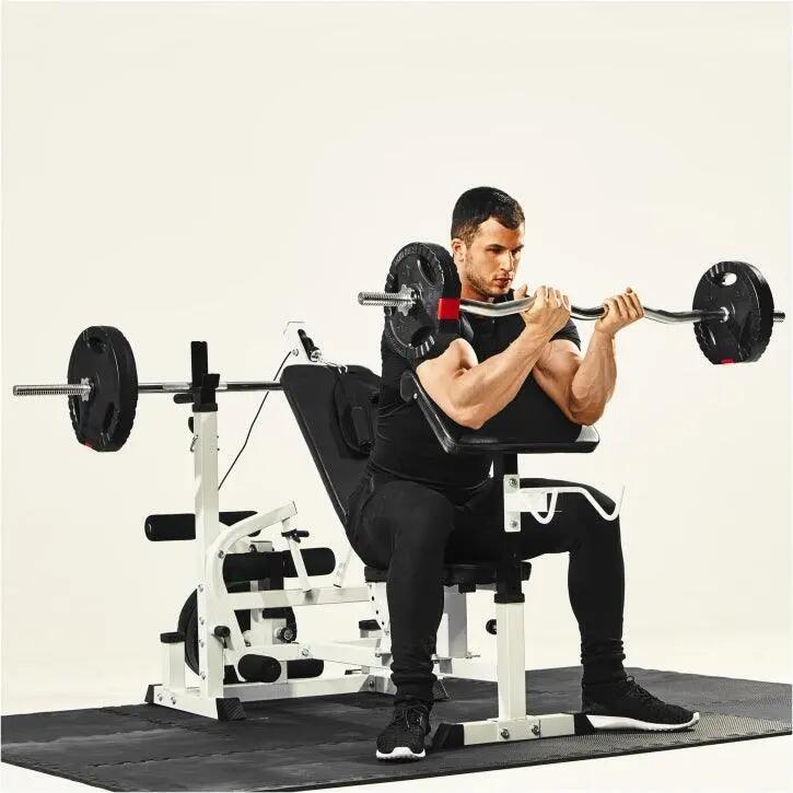 Banc de Musculation - Set Haltères 100kg, Avec Support, Banc d'Haltérophilie 12/15