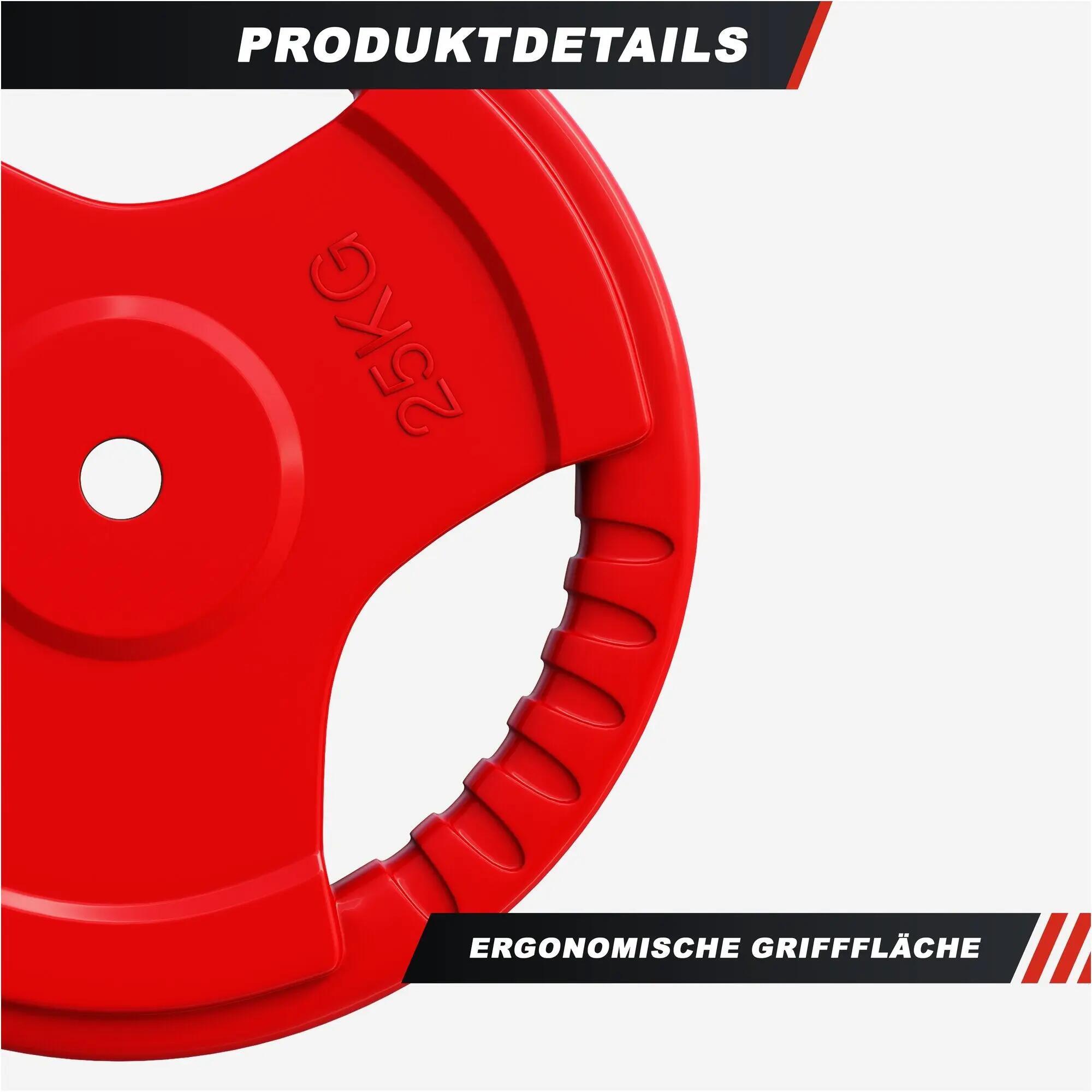 Disques caoutchouc GORILLA SPORTS avec poignées, 30 KG 2/8