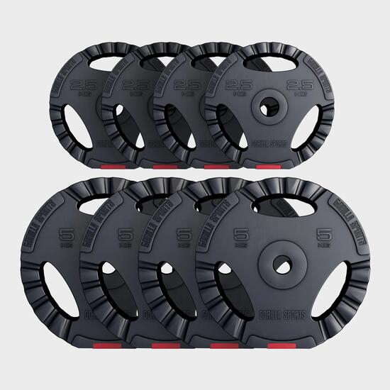 Poids musculation GORILLA SPORTS 30 kg avec poignées, alésage 31 mm