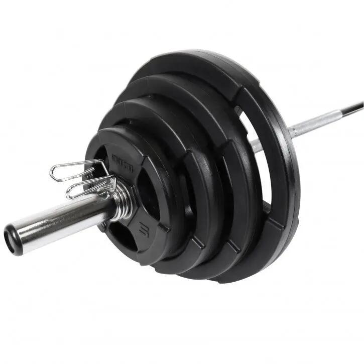 Haltères olympiques Gorilla Sports - barre 218 cm, disques caoutchouc 2/8