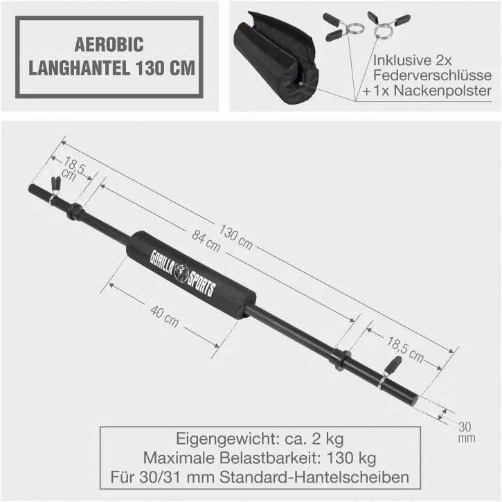 BARRE AEROBIC 130 CM | DIAMETRE 30 MM | AVEC COUSSIN DE PROTECTION | FITNESS 9/9