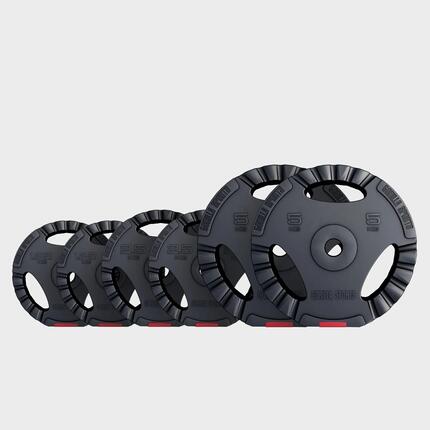 Lot de 8 disques de poids en plastique avec poignées - Poids total de 27,5 KG