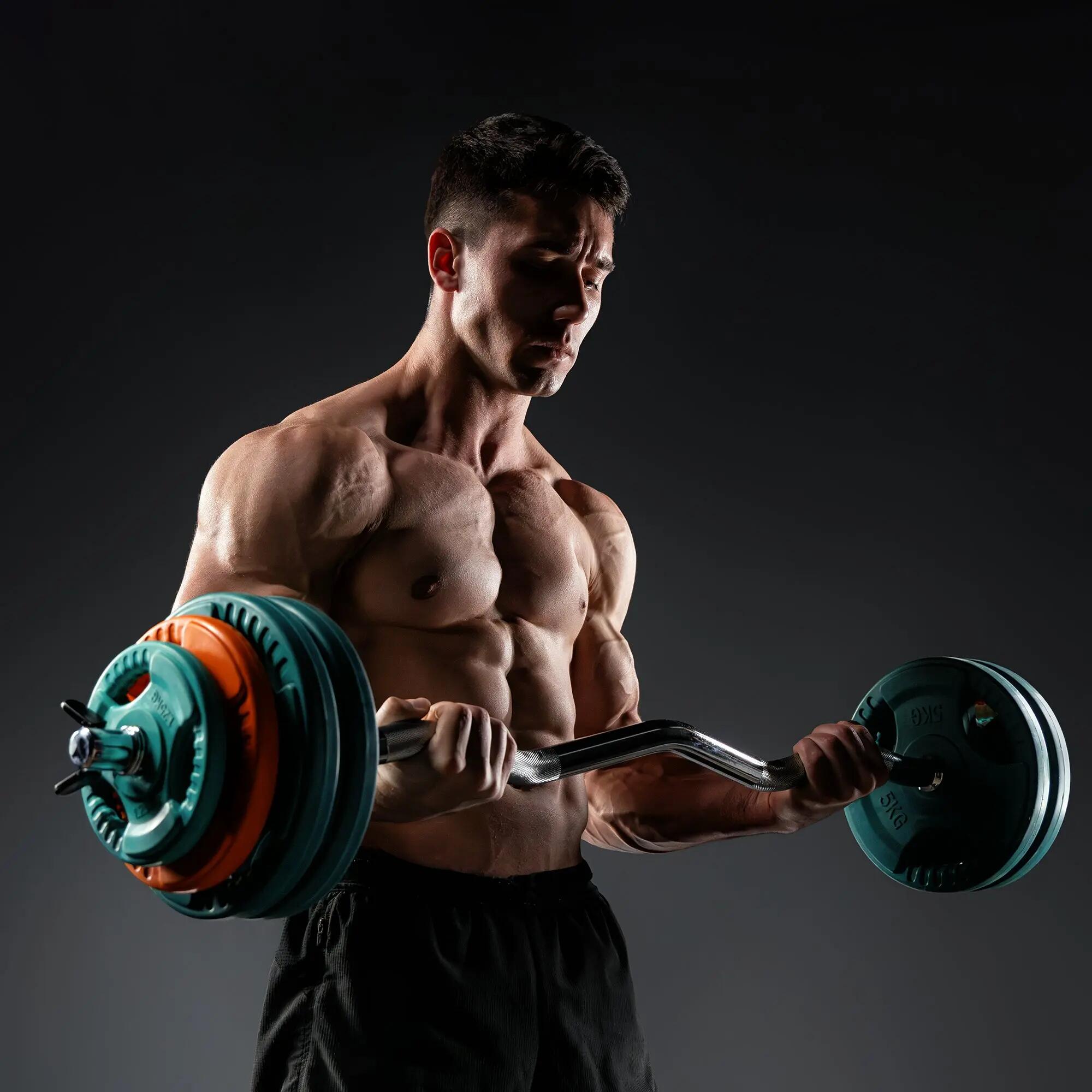 KIT 35KG AVEC POIDS EN CAOUTCHOUC GRIP ET BARRE CURL | DIAMETRE 30/31MM | MUSCUL 10/10