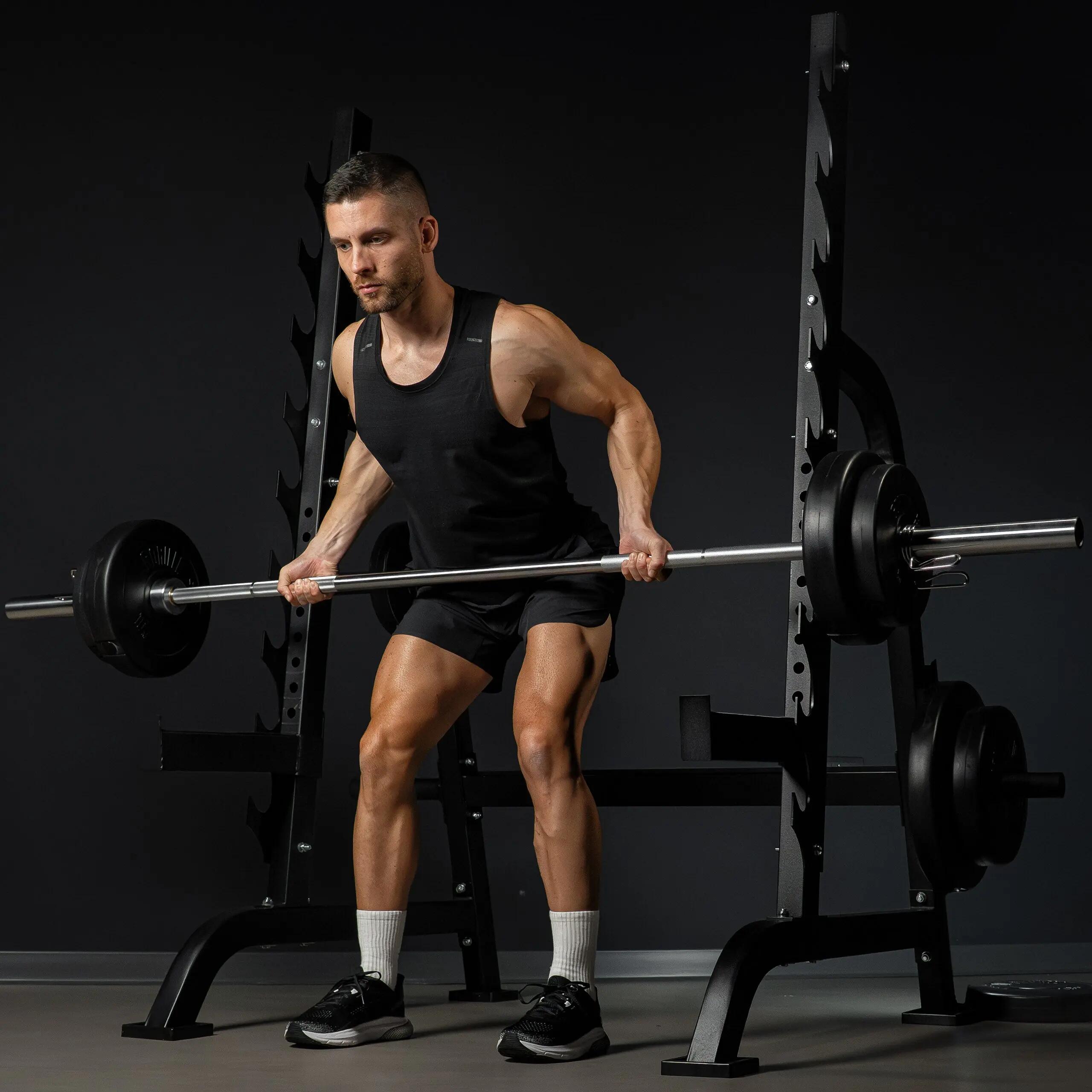 Barre longue olympique Gorilla Sports 218 cm acier chromé 19 kg 7/15