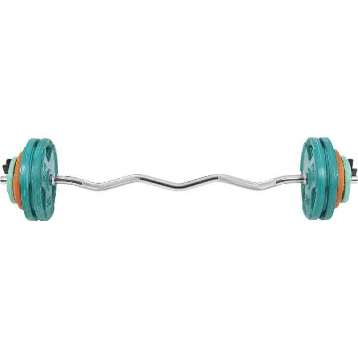 KIT 35KG AVEC POIDS EN CAOUTCHOUC GRIP ET BARRE CURL | DIAMETRE 30/31MM | MUSCUL 7/10