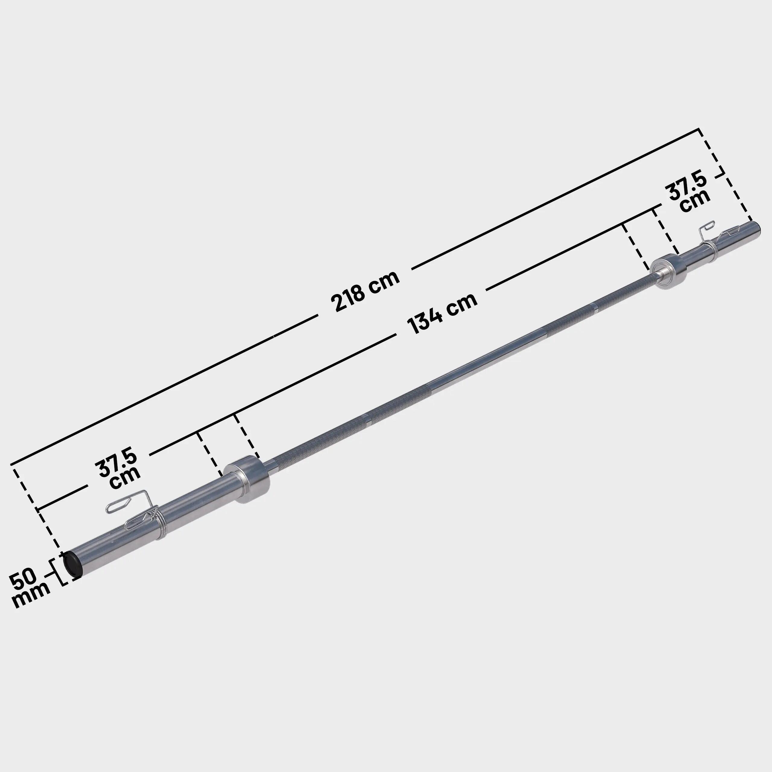 Barre longue olympique Gorilla Sports 218 cm acier chromé 19 kg 5/15