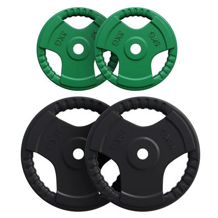Disques caoutchouc GORILLA SPORTS avec poignées, 30 KG