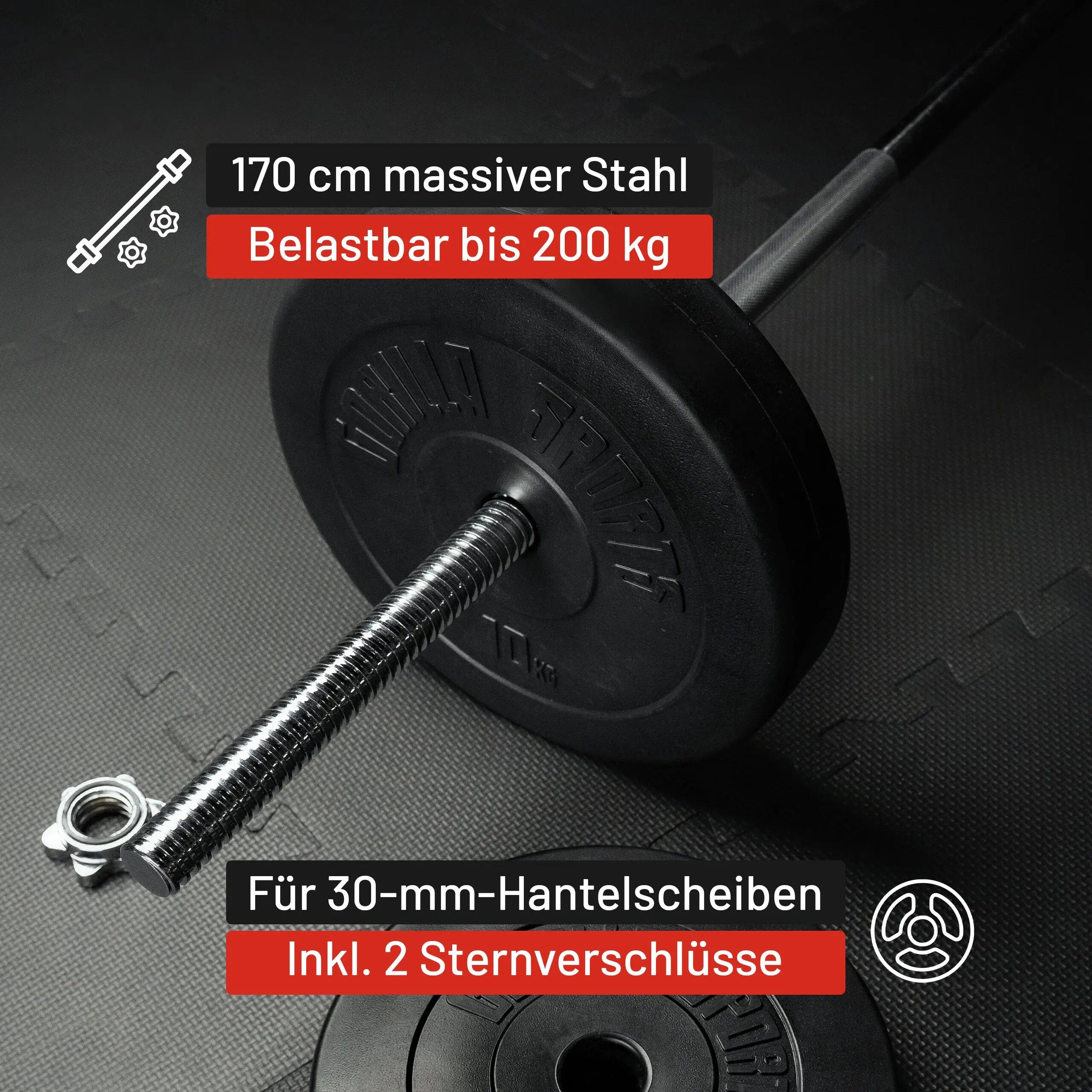 Halterstang - 170 cm - 30/31 mm - Schroefsluiting - Zwart 10/10